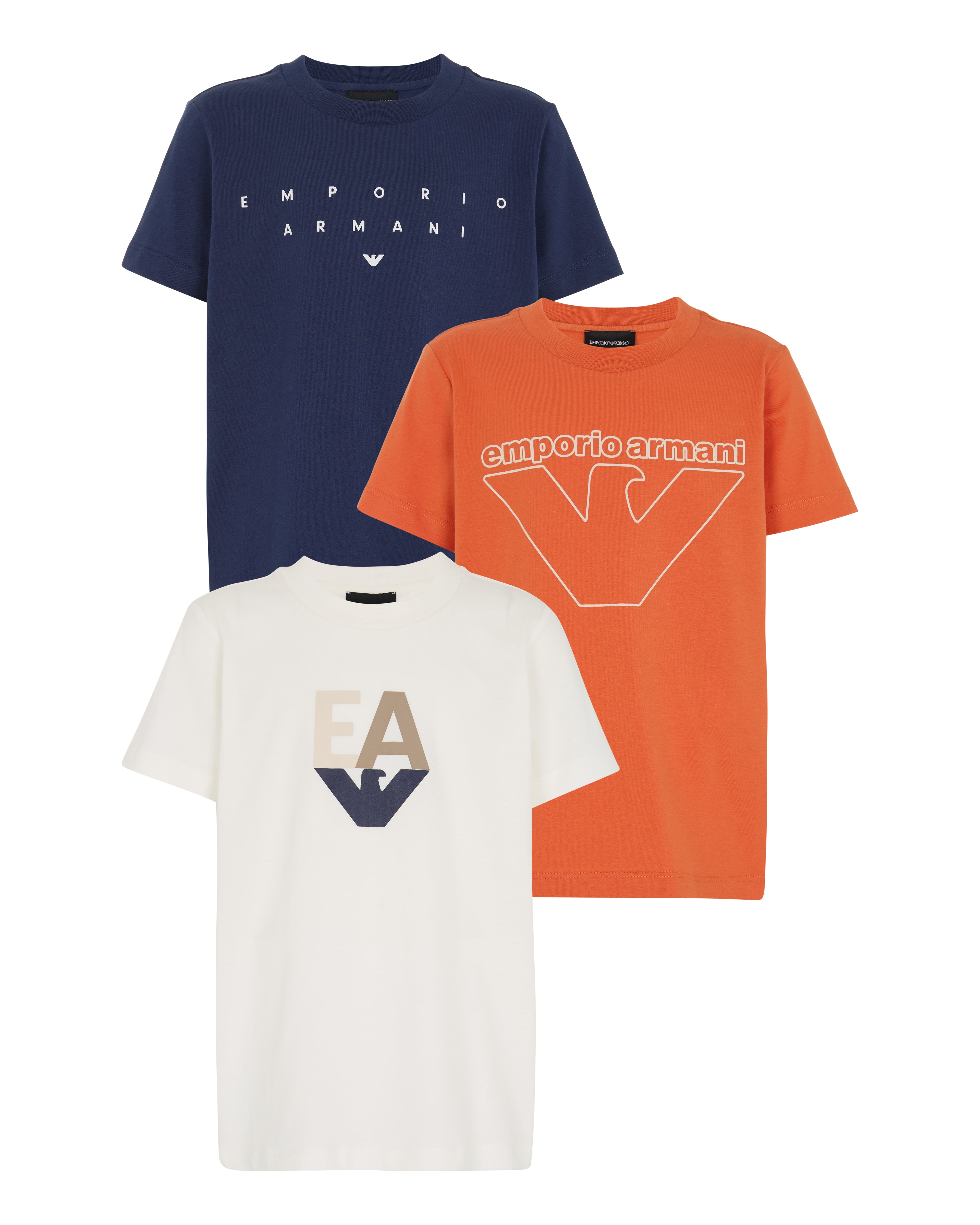 Three-Pack Cotton Jersey T-Shirts with Contrasting Logo Print