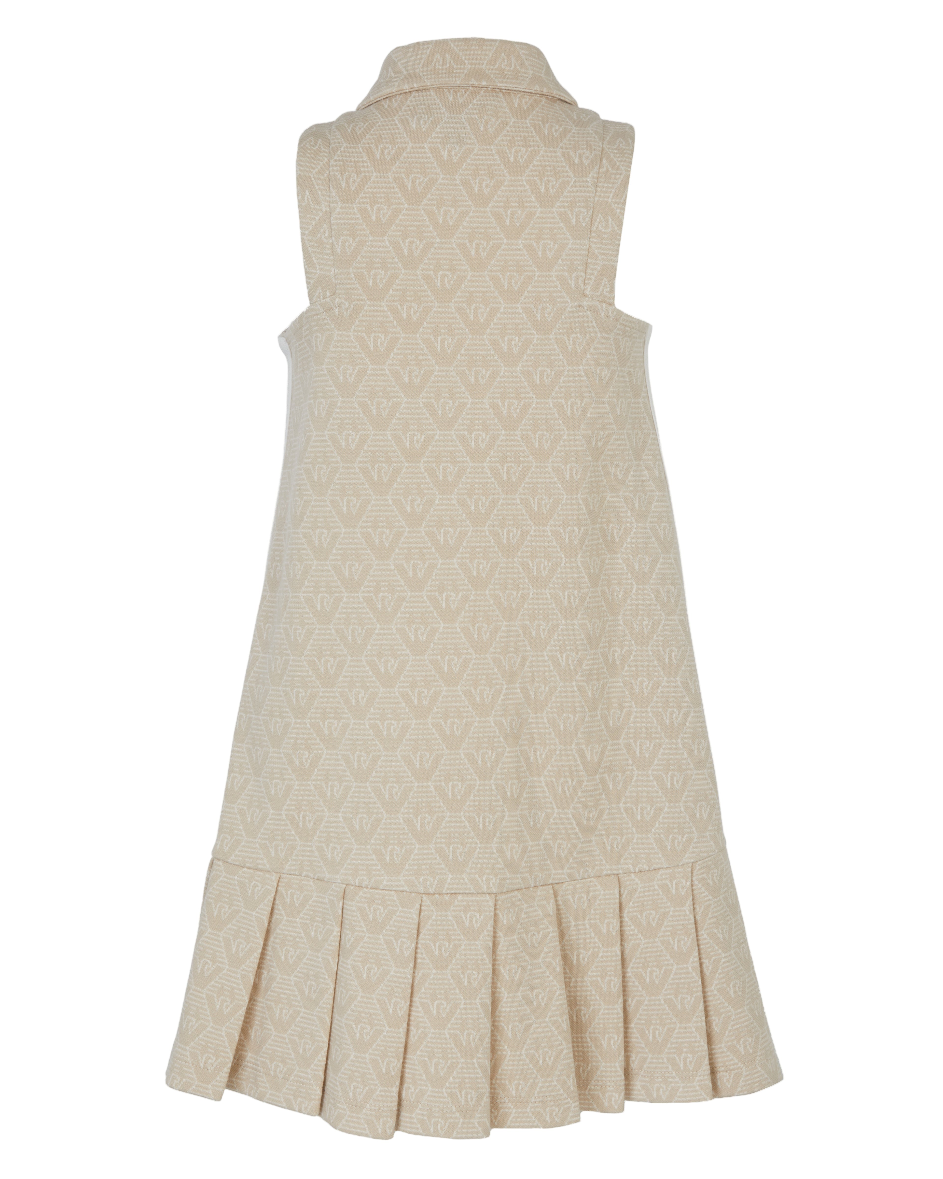 Pleated Sleeveless Polo Dress – Beige Monogram