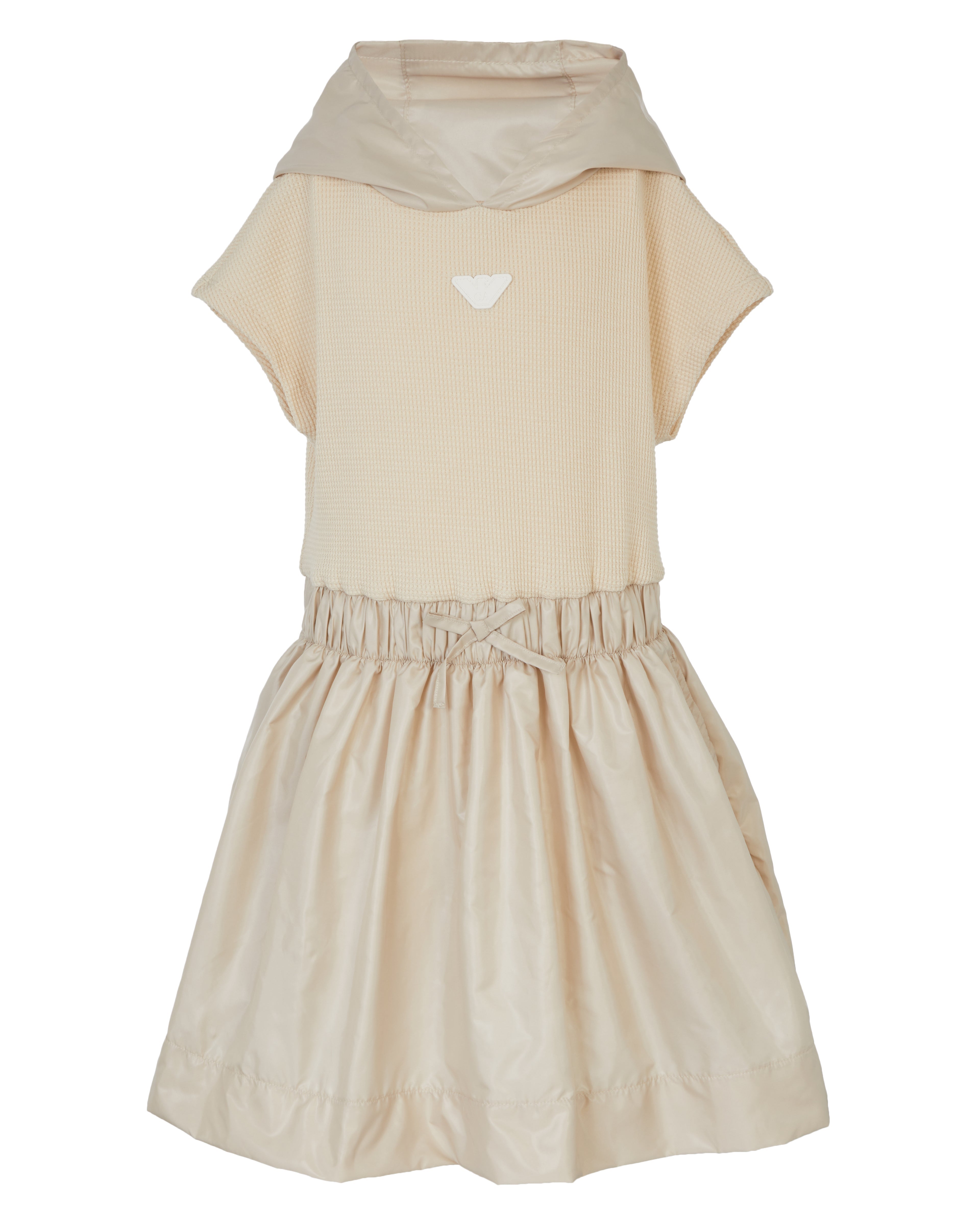 Hooded Dress with Textured Knit and Gathered Skirt Emporio Armani