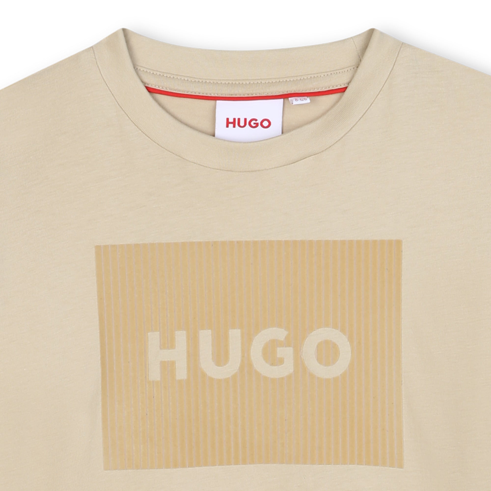 Stone Organic Cotton Short Sleeve T-Shirt with Velvet Effect Square Logo Hugo