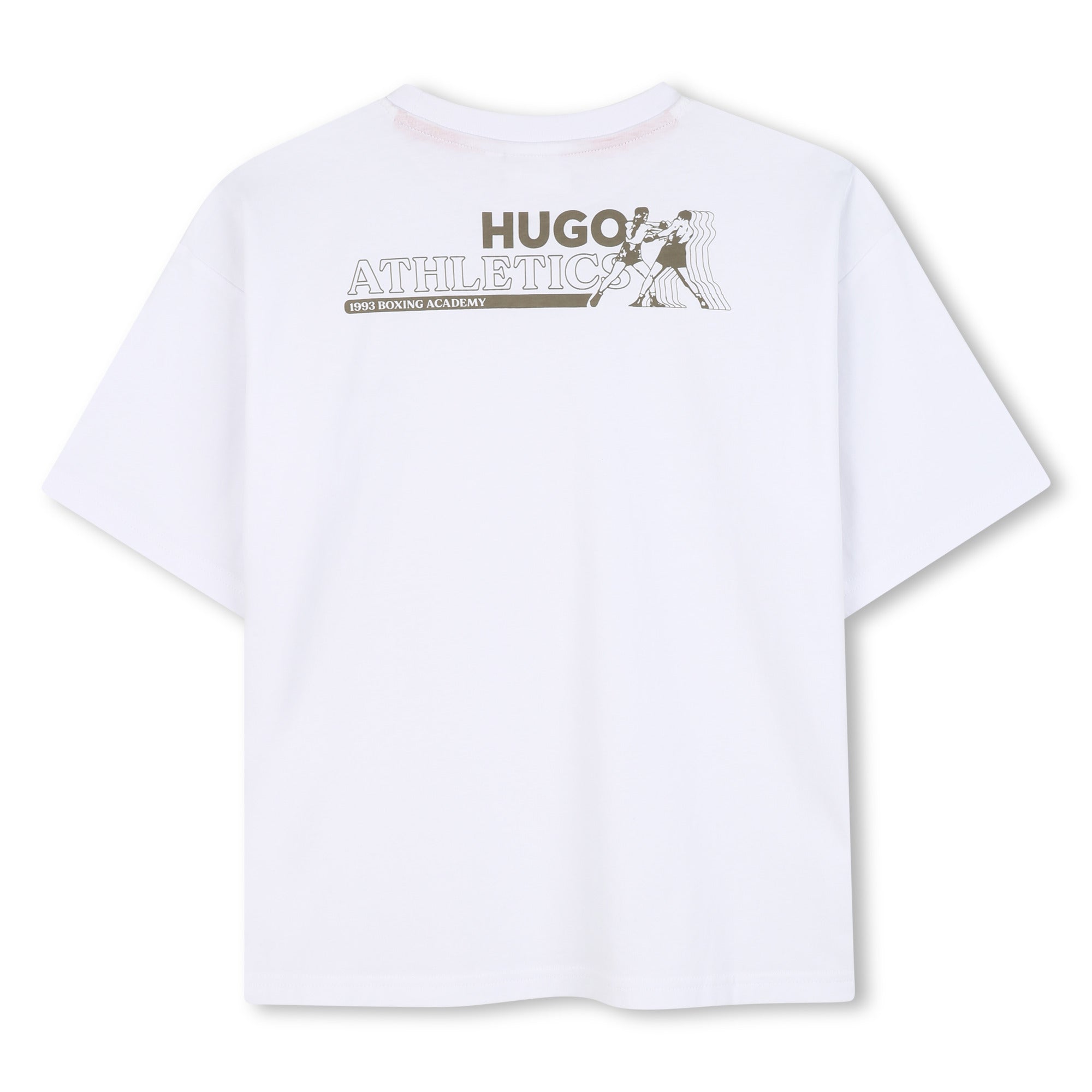 White Organic Cotton T-Shirt with Hugo Boxing Academy Back Print