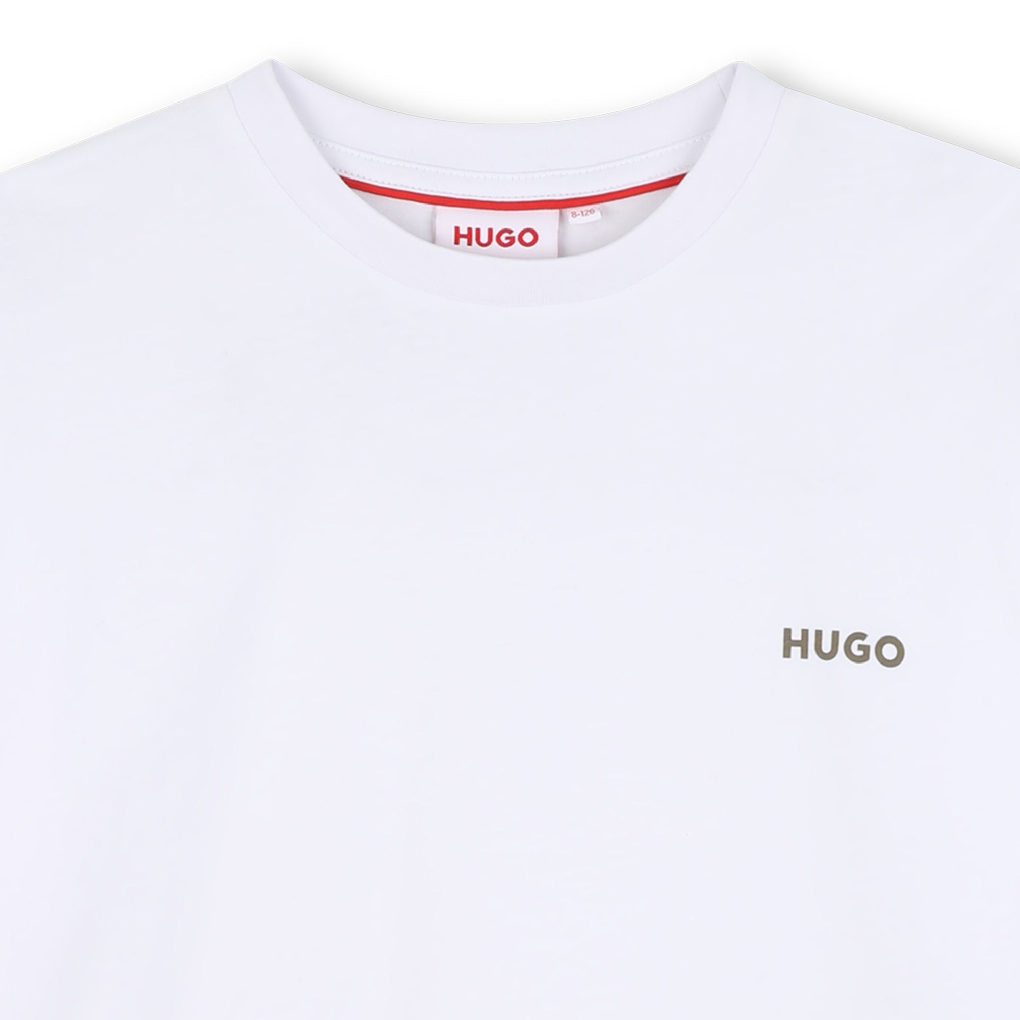 White Organic Cotton T-Shirt with Hugo Boxing Academy Back Print Hugo