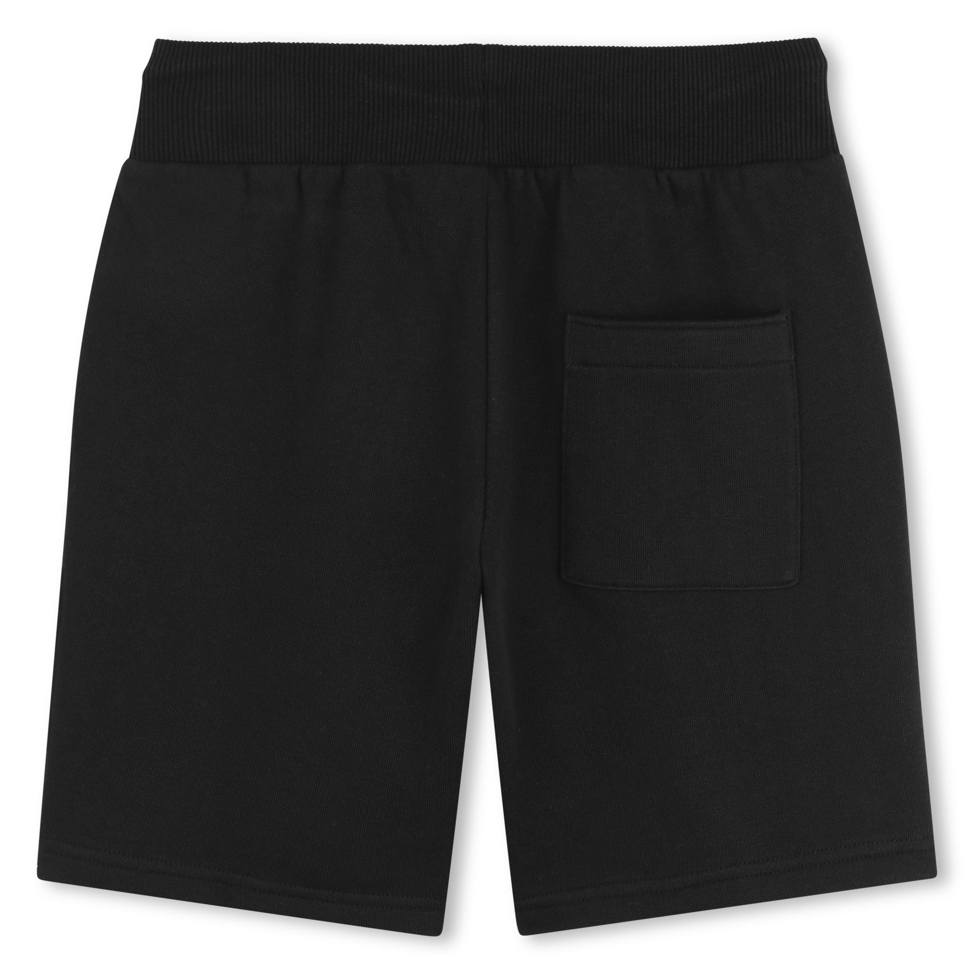 Black Brushed Fleece Jogging Shorts with Split Logo Print Hugo