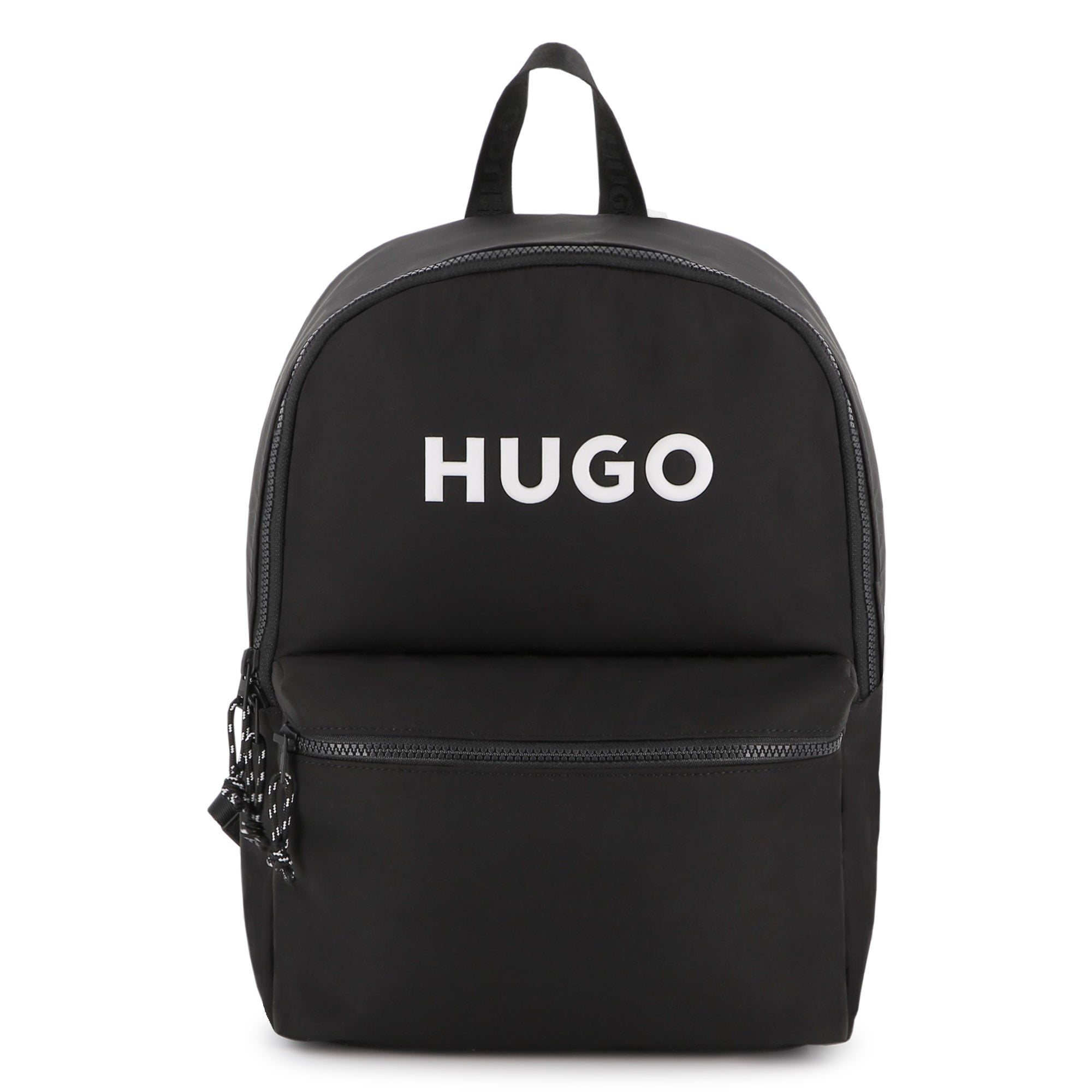 Black Matte Backpack with Branded Print and Padded Mesh Straps Hugo