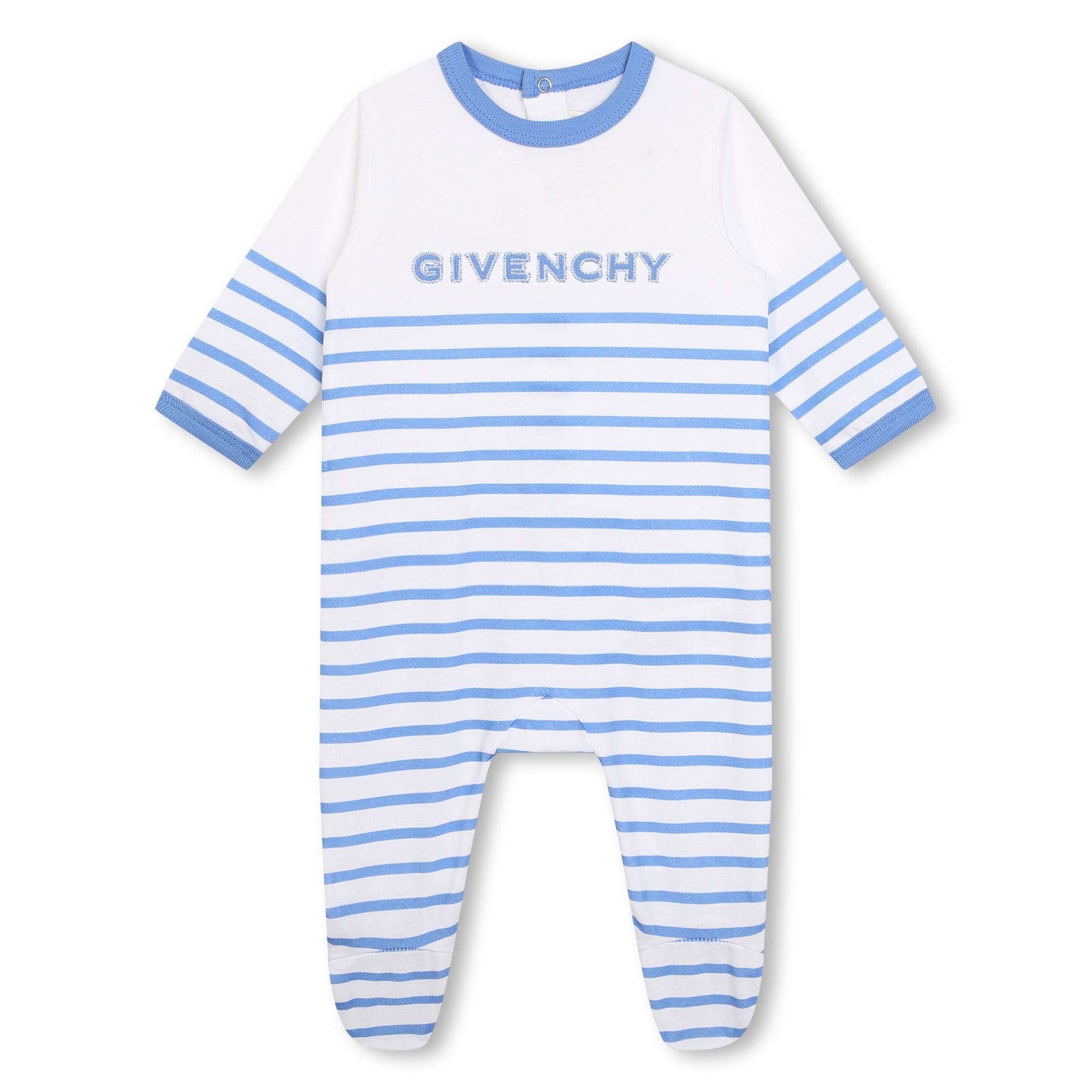 Striped PJs, Bib, and Hat Set