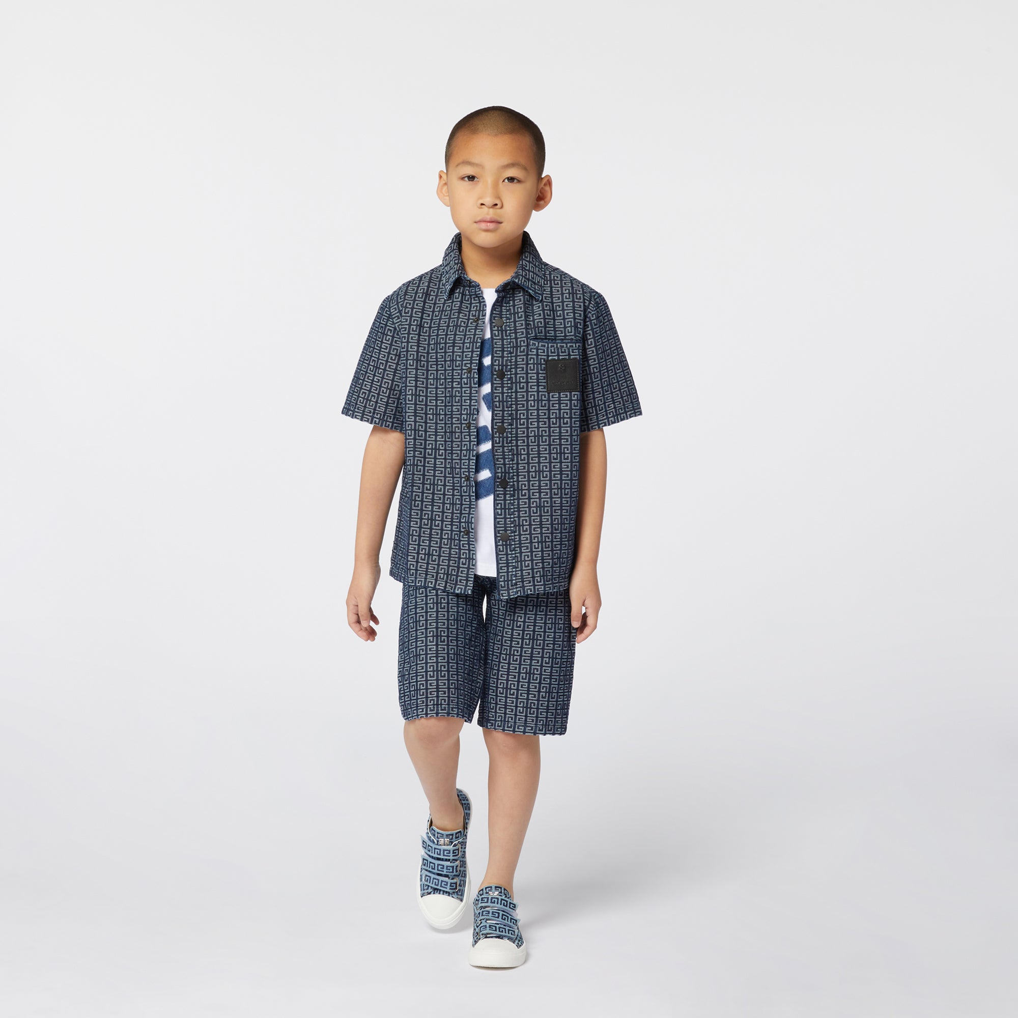Denim Blue Bermuda Shorts for Kids Givenchy