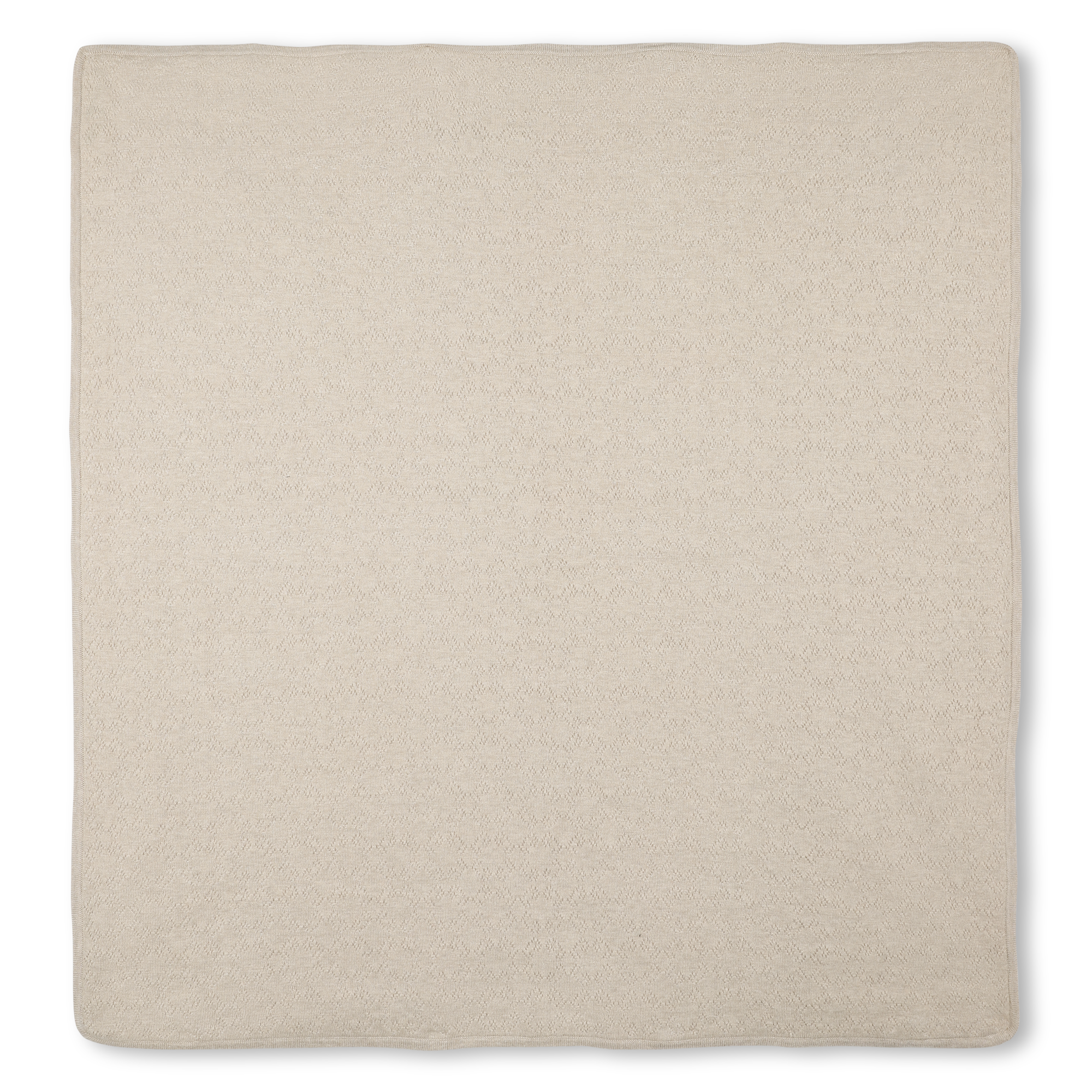 Beige Cotton and Cashmere Baby Blanket with Textured Knit