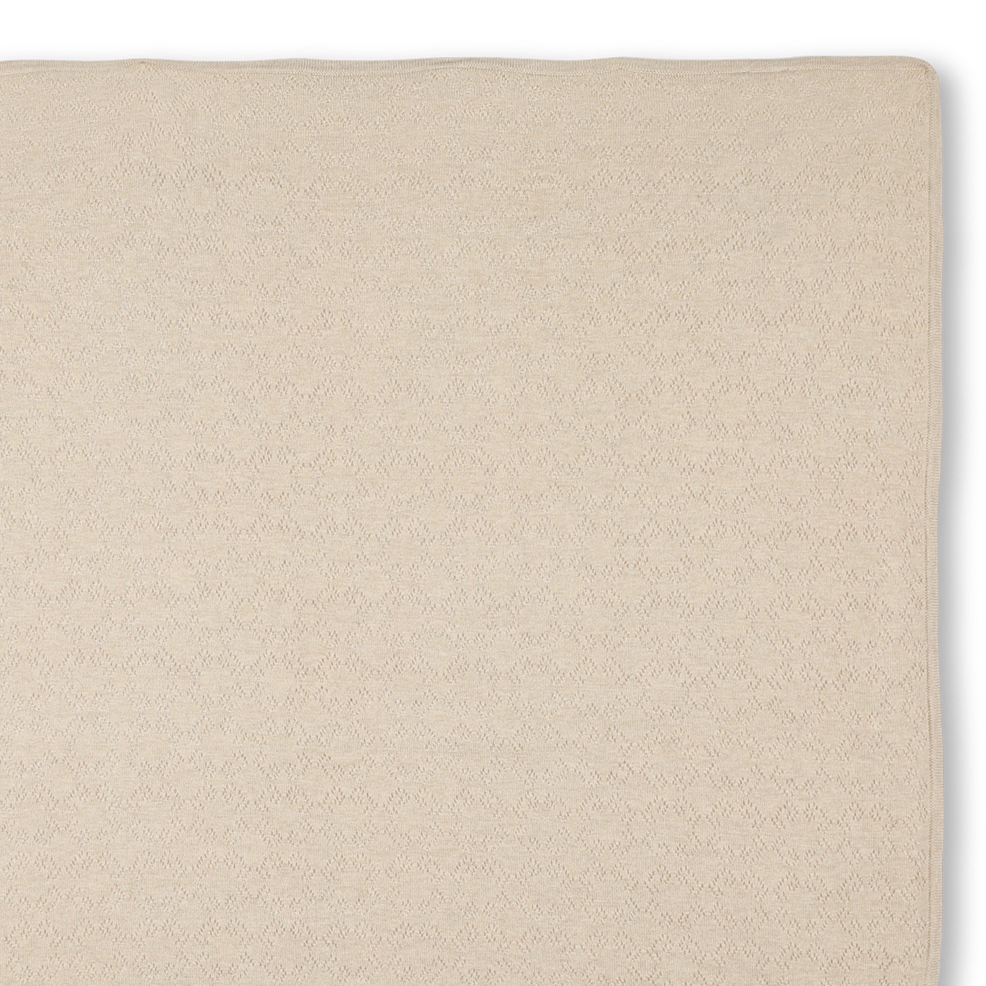 Beige Cotton and Cashmere Baby Blanket with Textured Knit