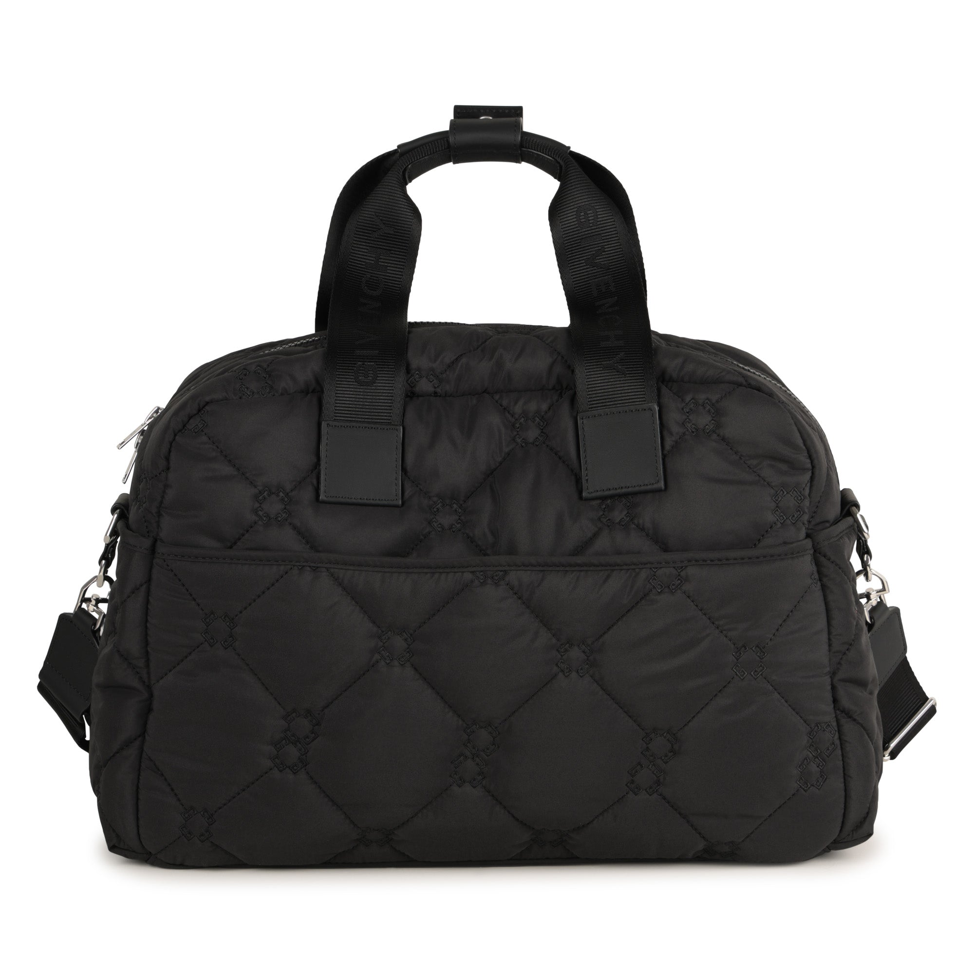 Black Quilted Nylon Changing Bag Set with Mat and Bottle Holder