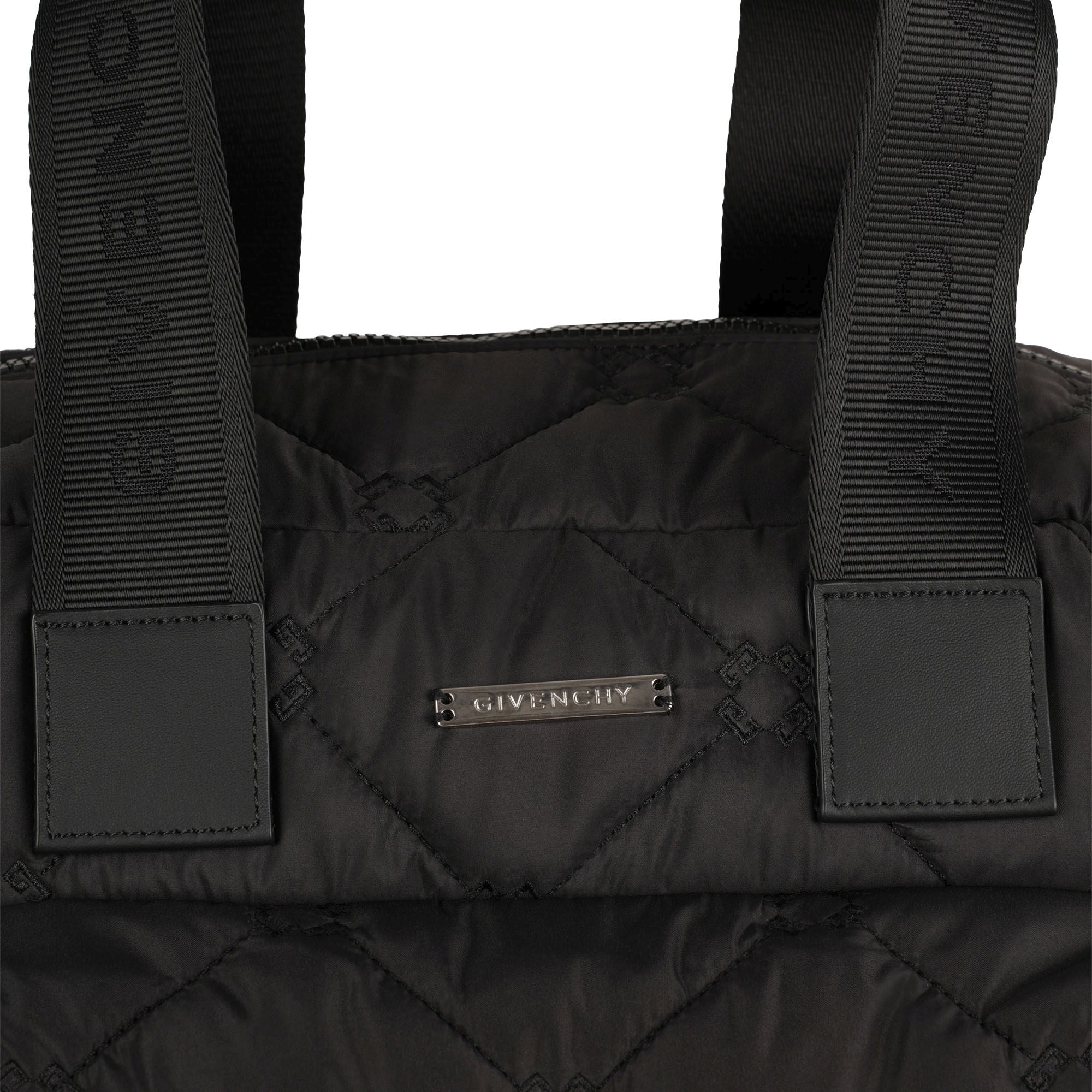 Black Quilted Nylon Changing Bag Set with Mat and Bottle Holder