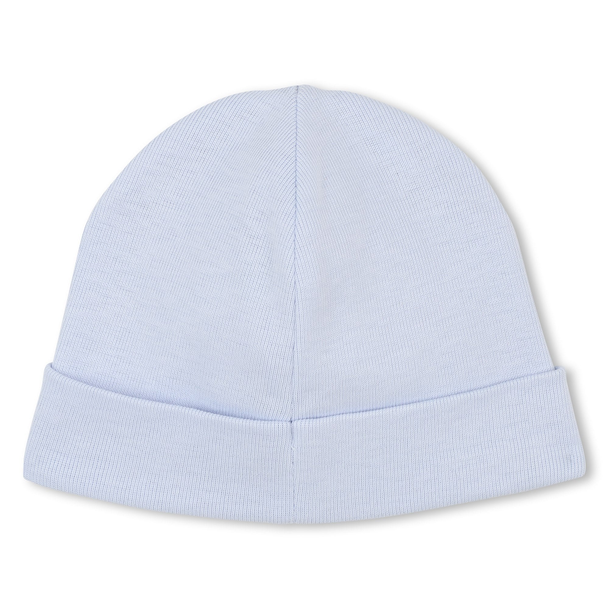 Marshmallow and Pale Blue Cotton Pyjama, Bib and Hat Set with Givenchy Logo Givenchy