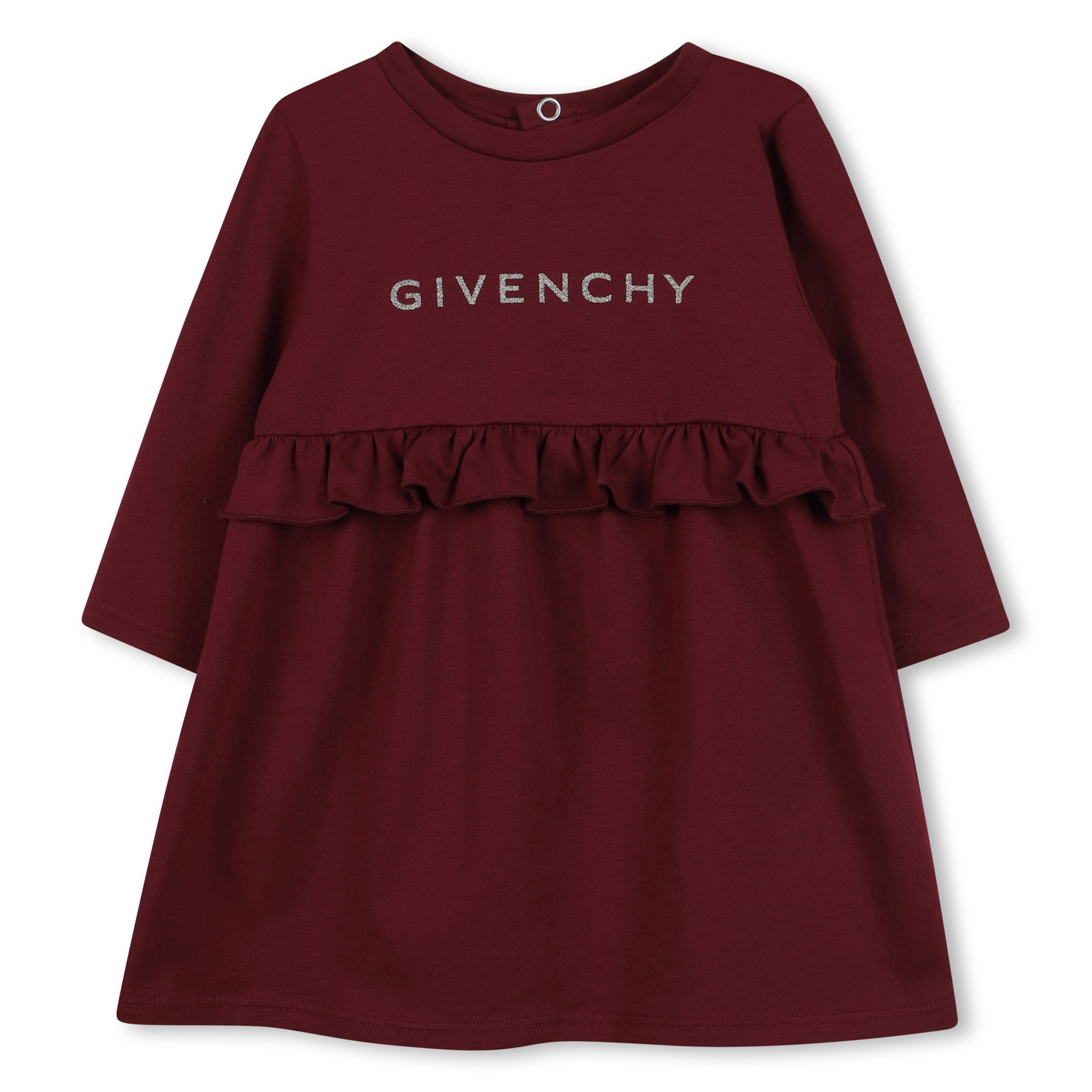 Logo Cotton Dress with Ruffle Detail for Girls