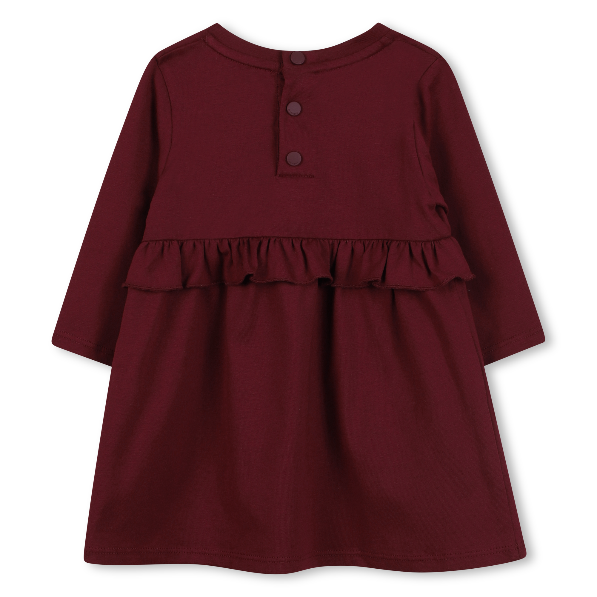 Logo Cotton Dress with Ruffle Detail for Girls