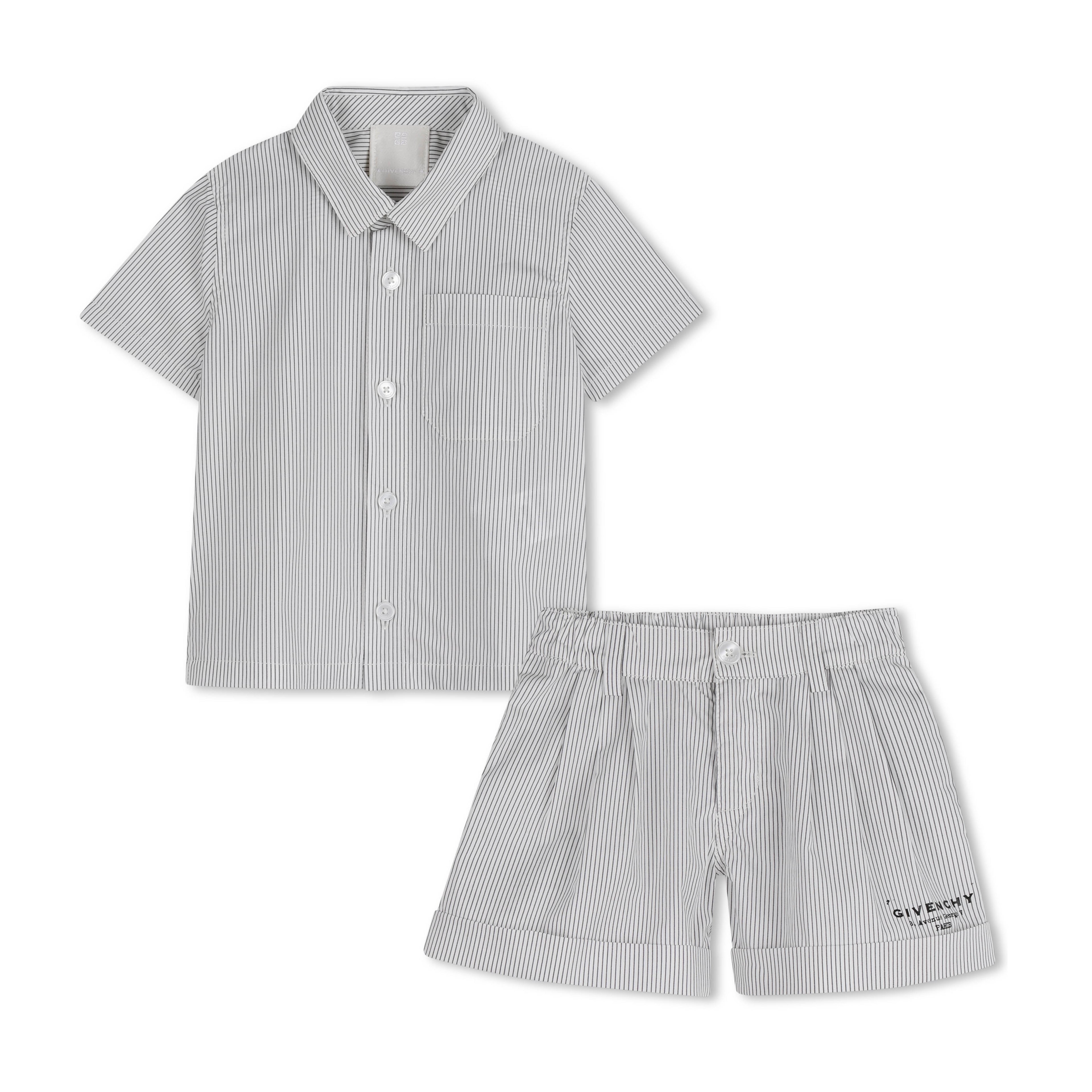 Striped Poplin Shirt and Shorts Set with Elasticated Waist Givenchy