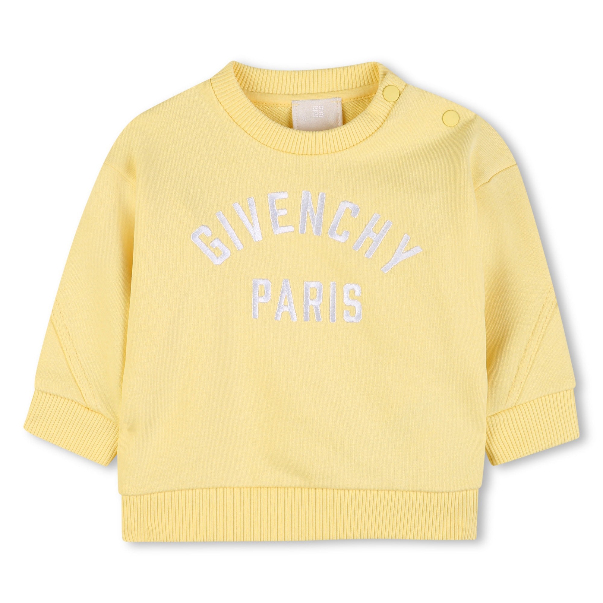 Baby Embroidered Logo Cotton Sweatshirt in Pale Yellow