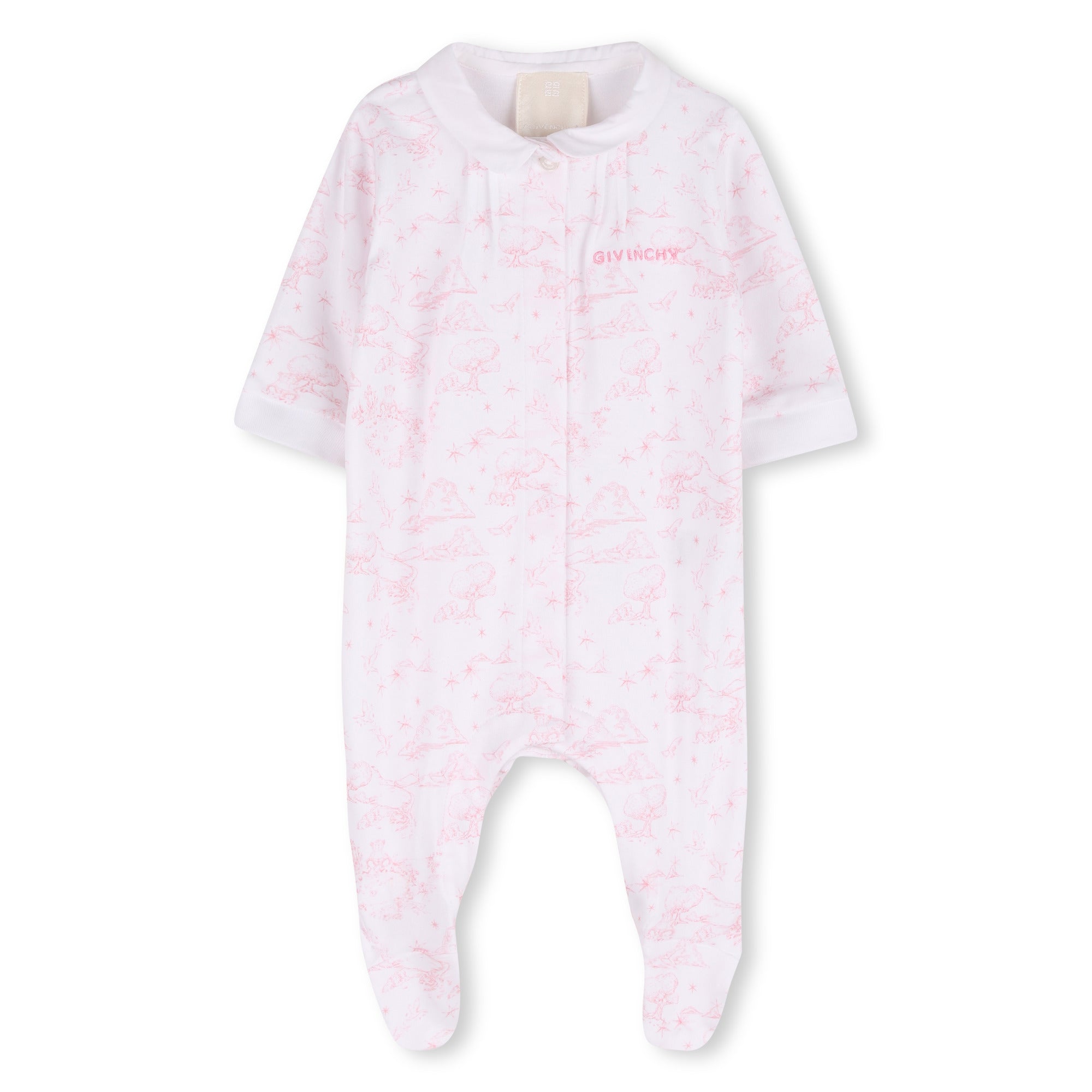 Cotton Interlock Pyjama Set with Toile de Jouy Print, Hat and Bib Givenchy