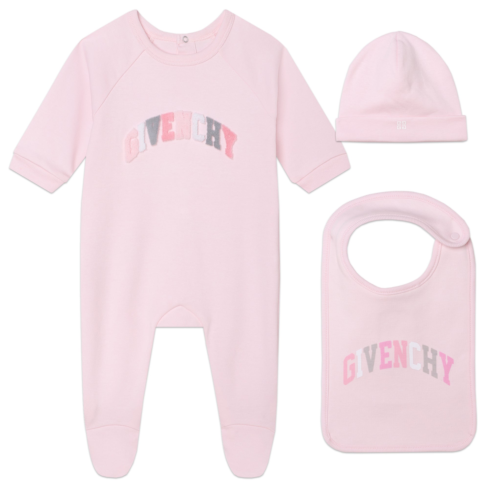 Baby Jumpsuit With Matching Hat And Bib Givenchy