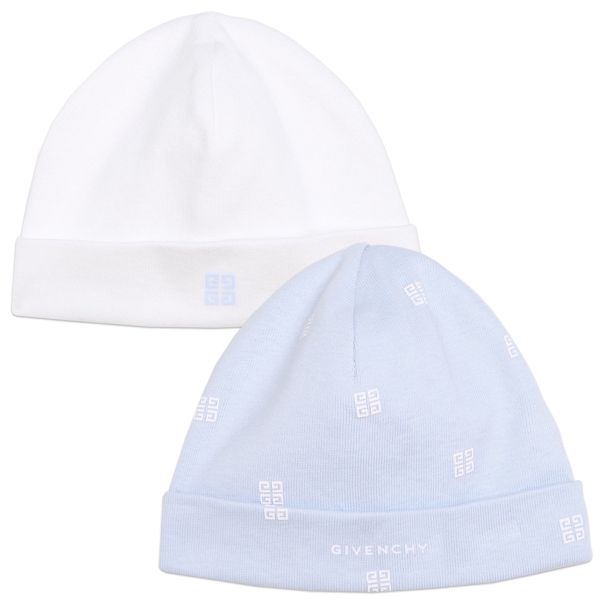 Set of 2 Ribbed Hats in Pink And Blue Sets