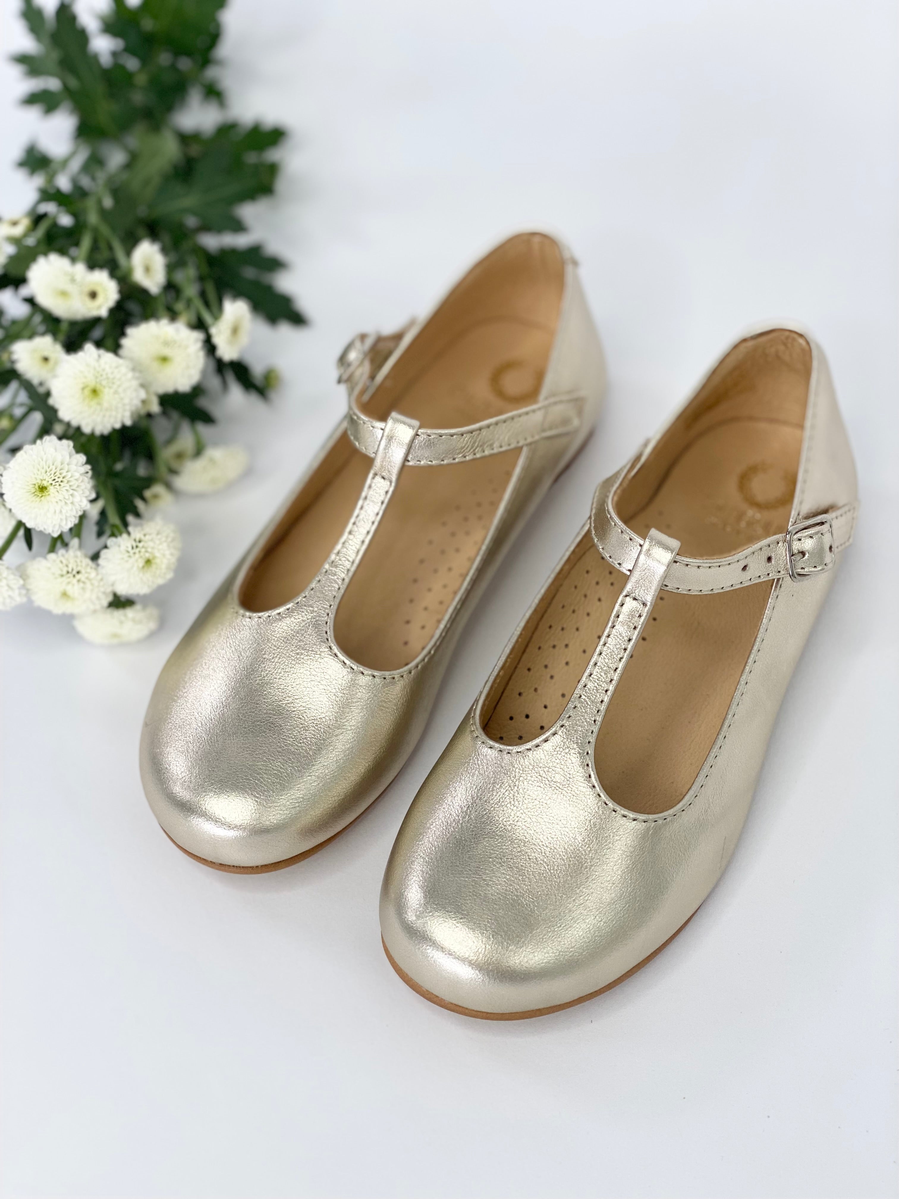Champagne Gold T-Bar Mary Janes