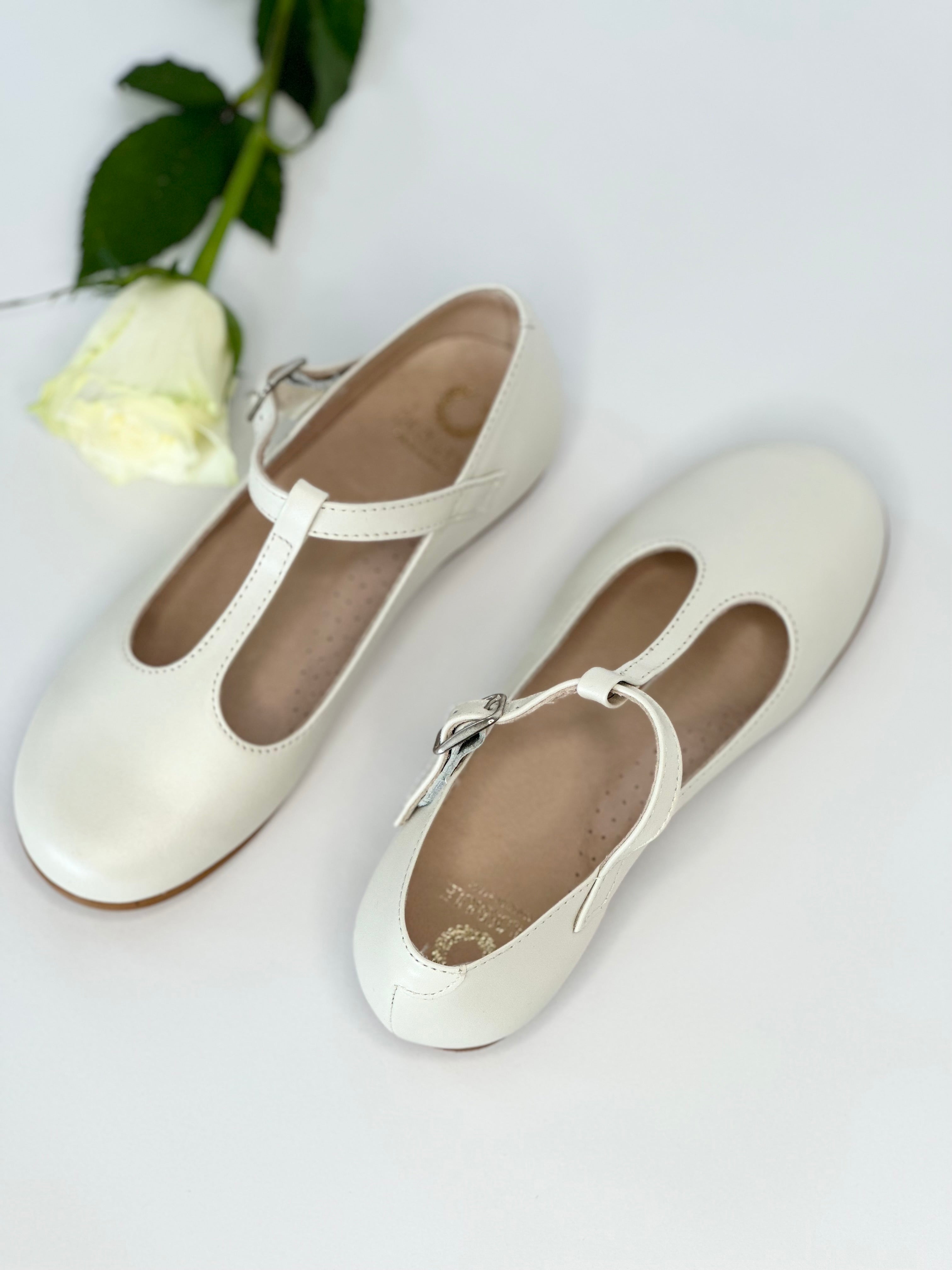 T-Bar Mary Jane in Bone Leather