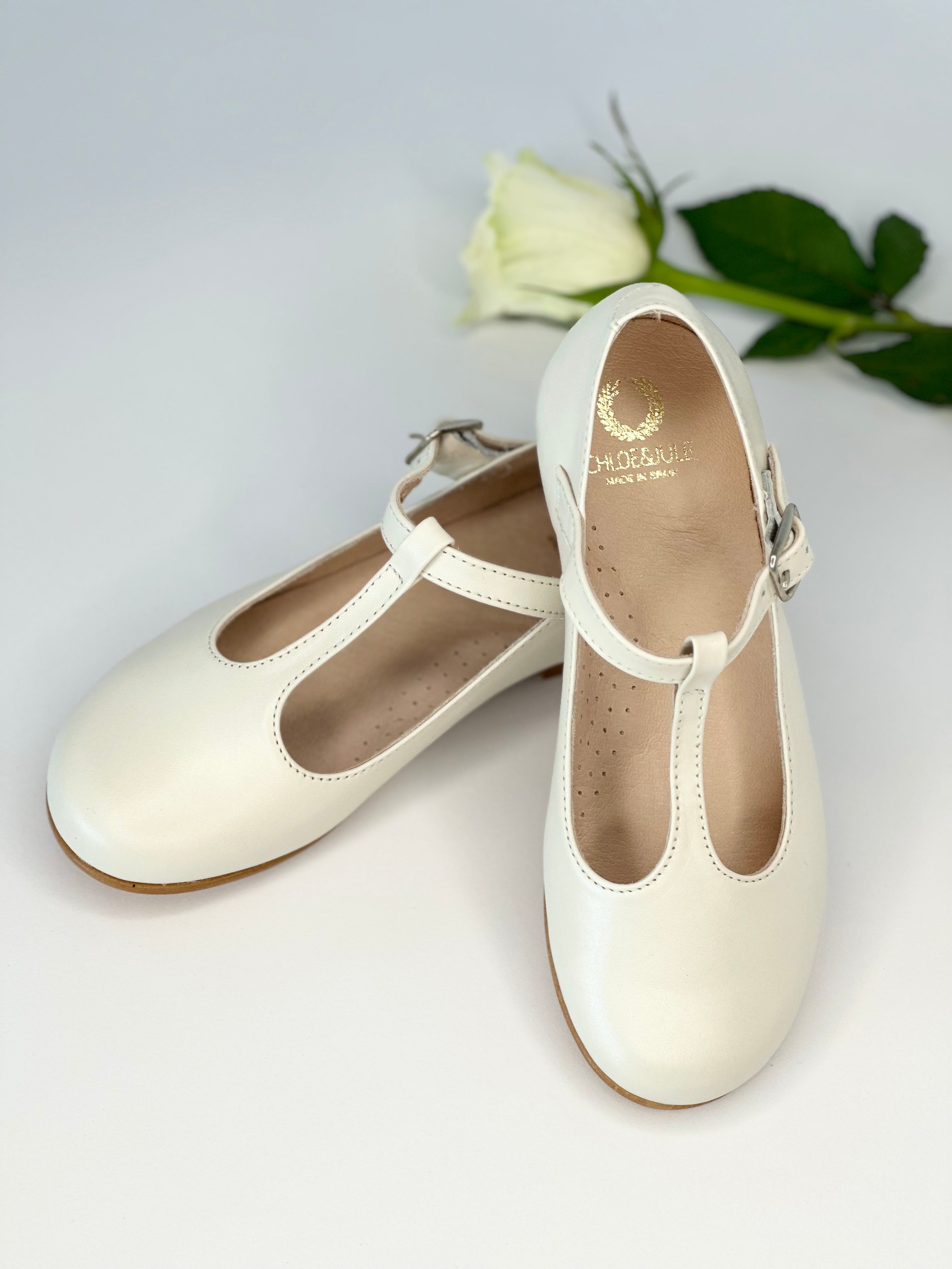 Bone Leather T-Bar Mary Janes Chloe & Jule