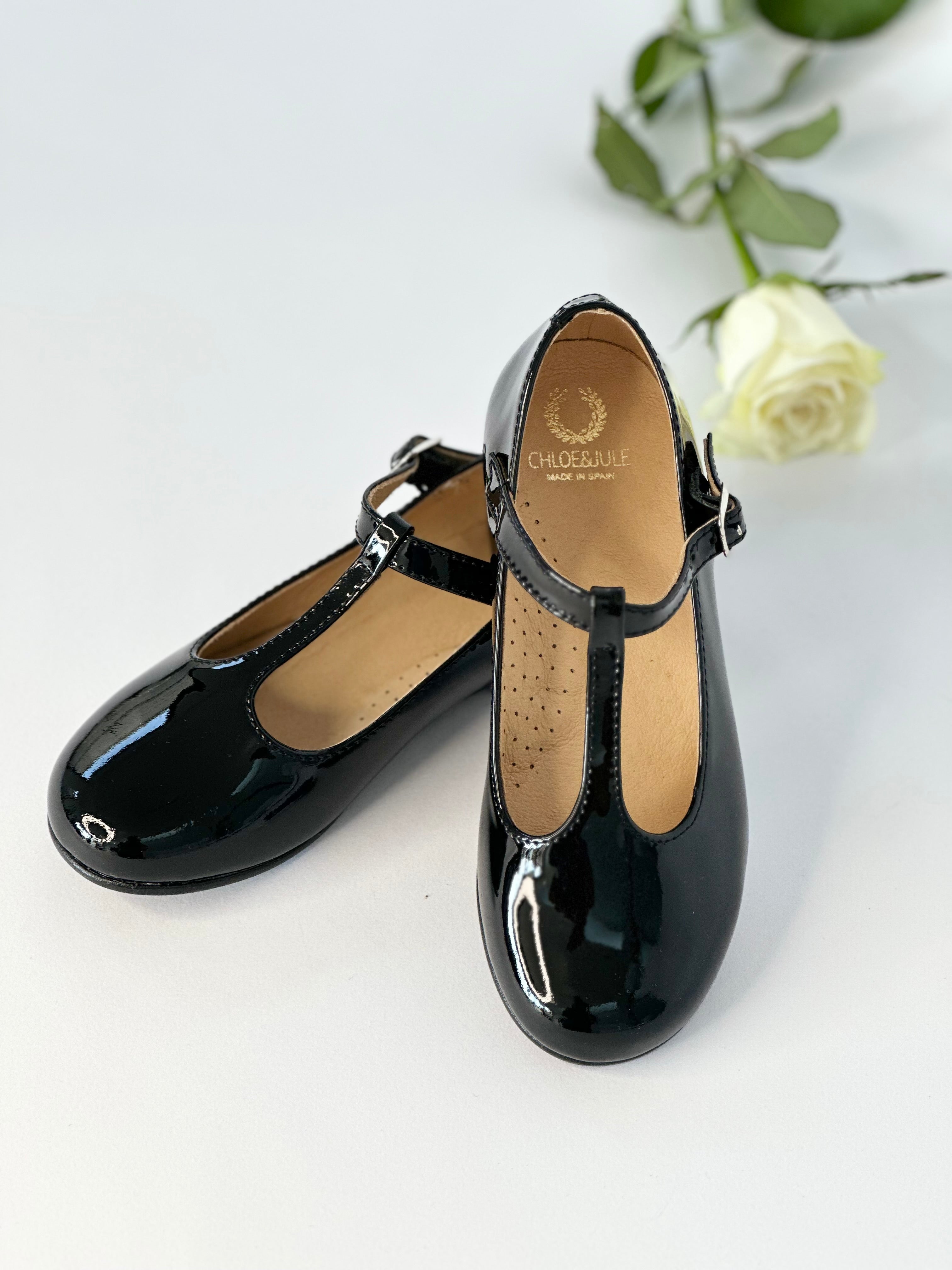 Black Patent T-Bar Mary Janes Chloe & Jule