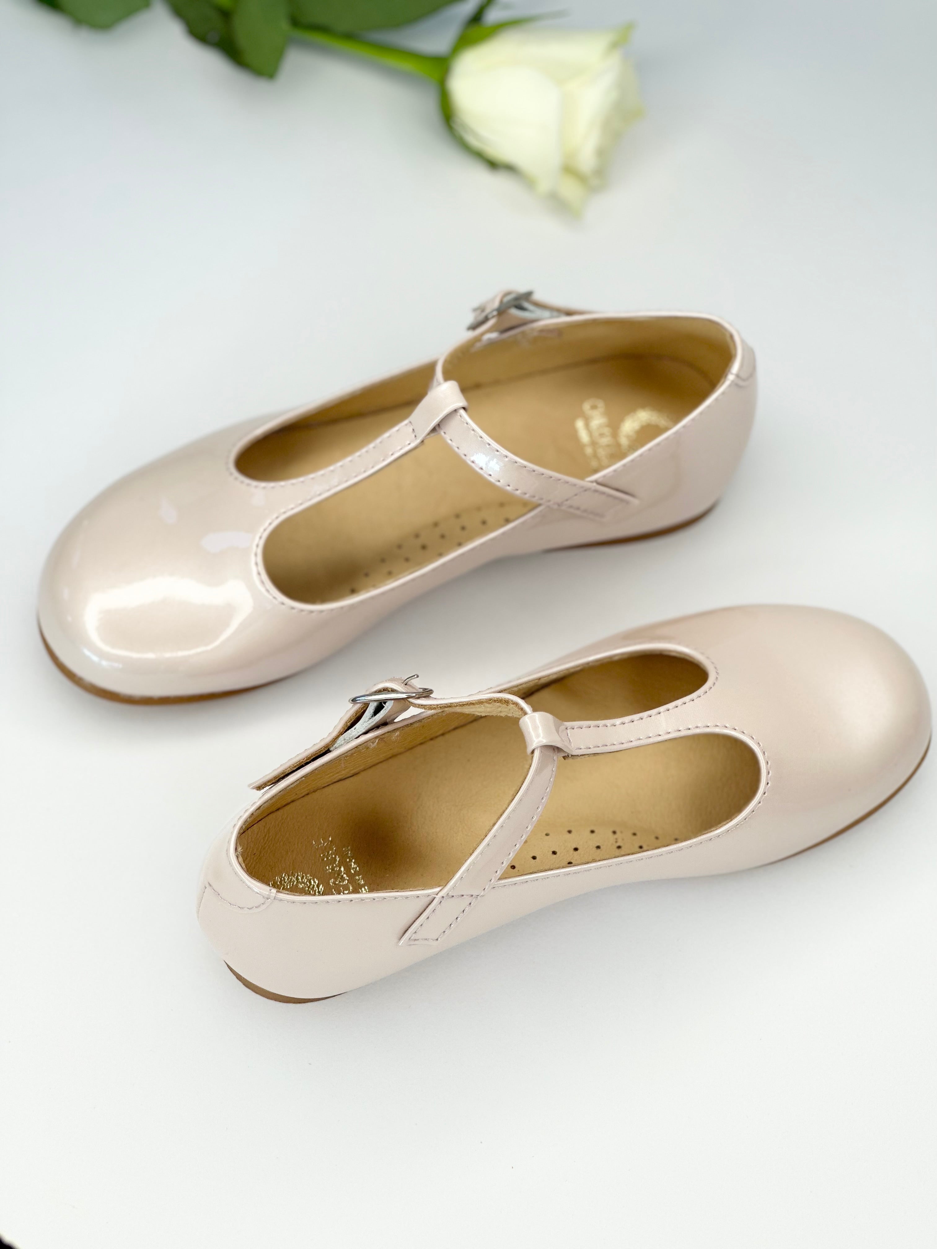 Pearl Pink T-Bar Mary Janes Chloe & Jule