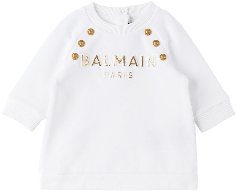 Baby White Embossed Dress & Briefs Set