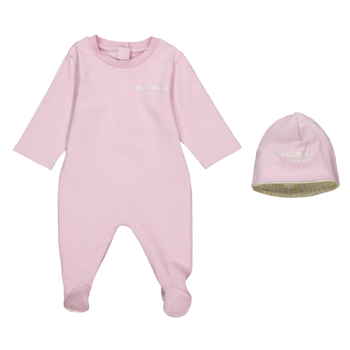 Logo-Embroidered Cotton Footed Romper & Beanie Set