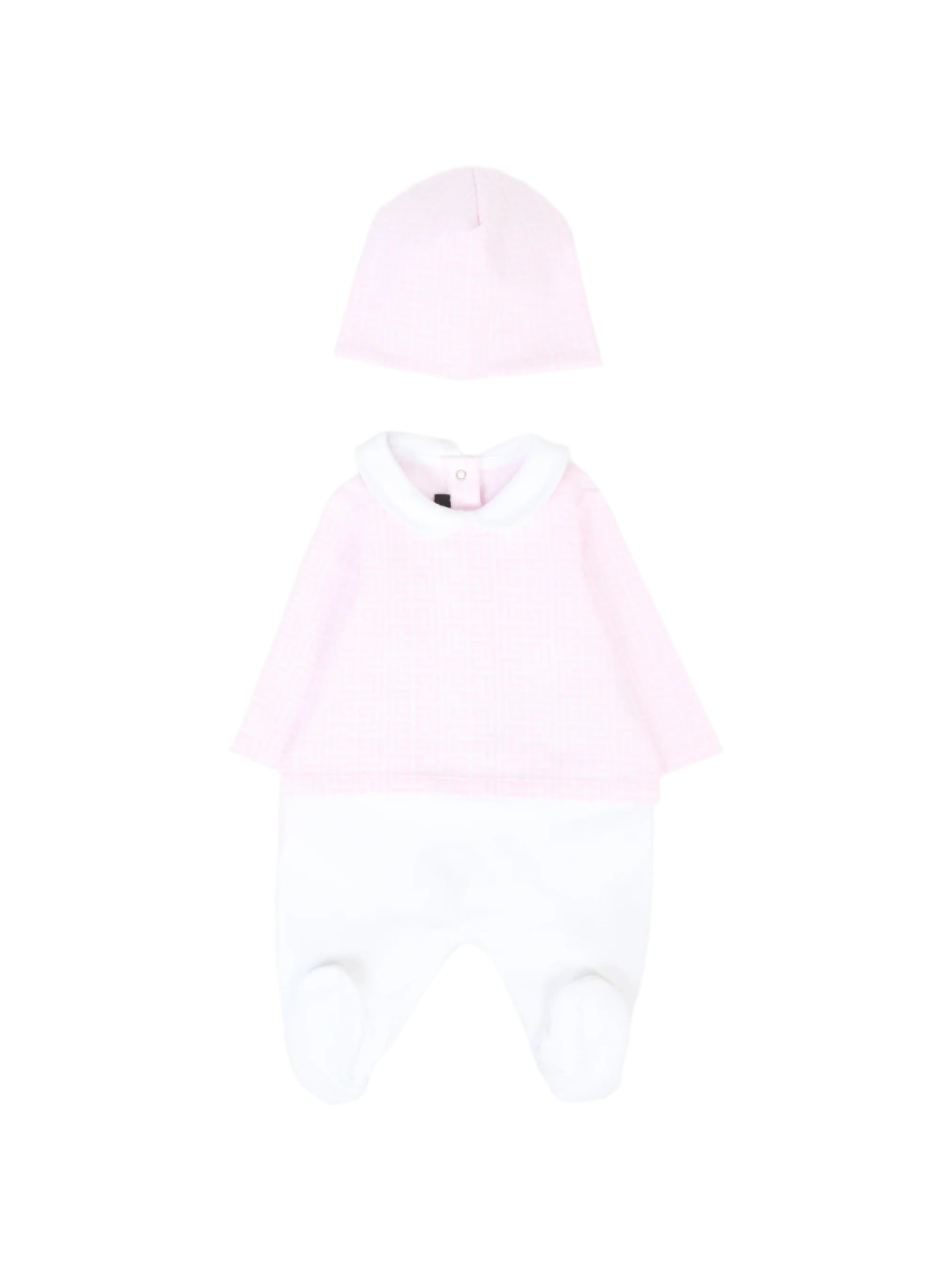 White hoodie with pink hood on a light gray background