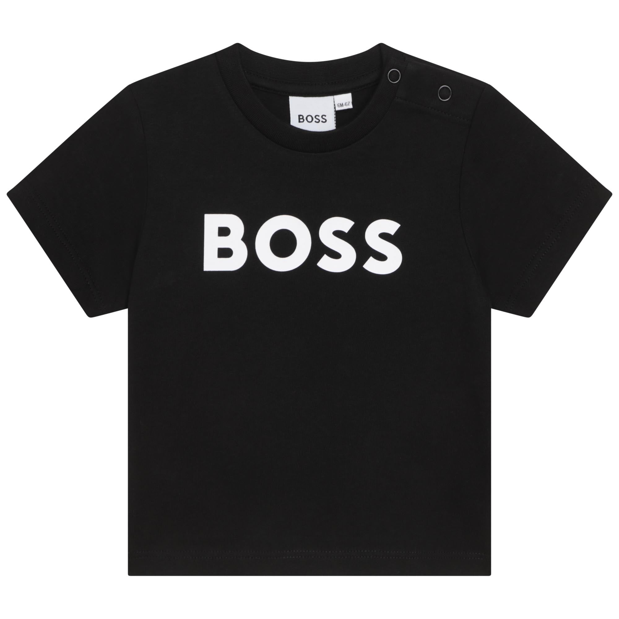 Cotton Jersey Short Sleeve T-Shirt with Shoulder Snap and Logo Hugo Boss