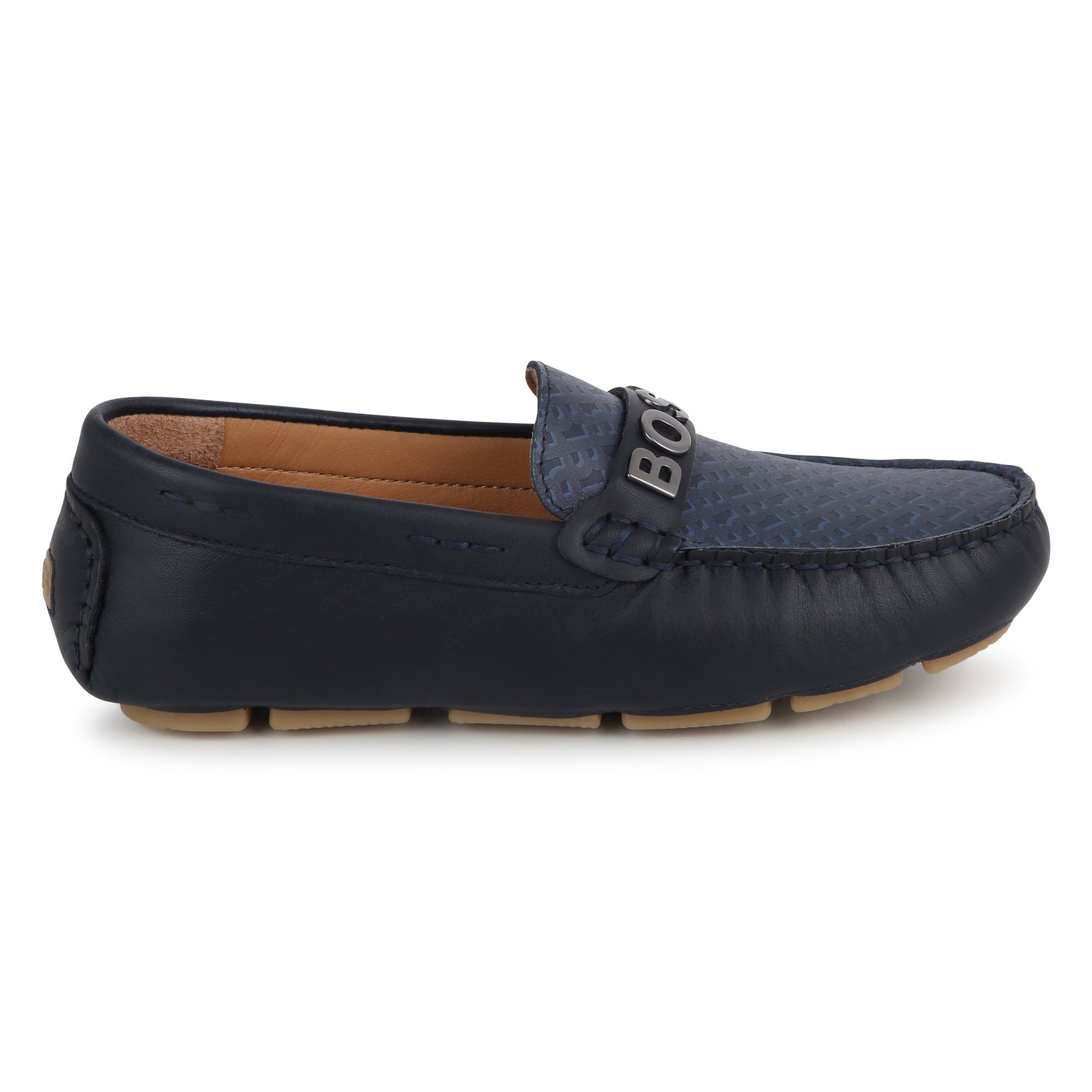 Leather Moccasins with Metallic Detail Hugo Boss