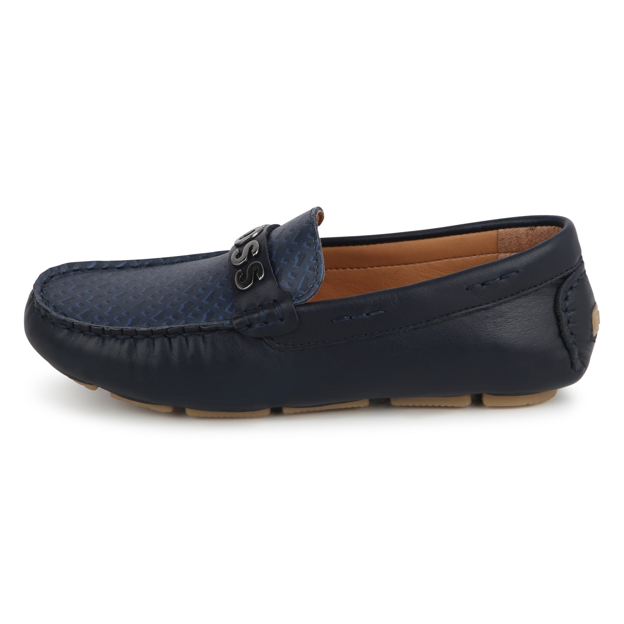 Leather Moccasins with Metallic Detail Hugo Boss