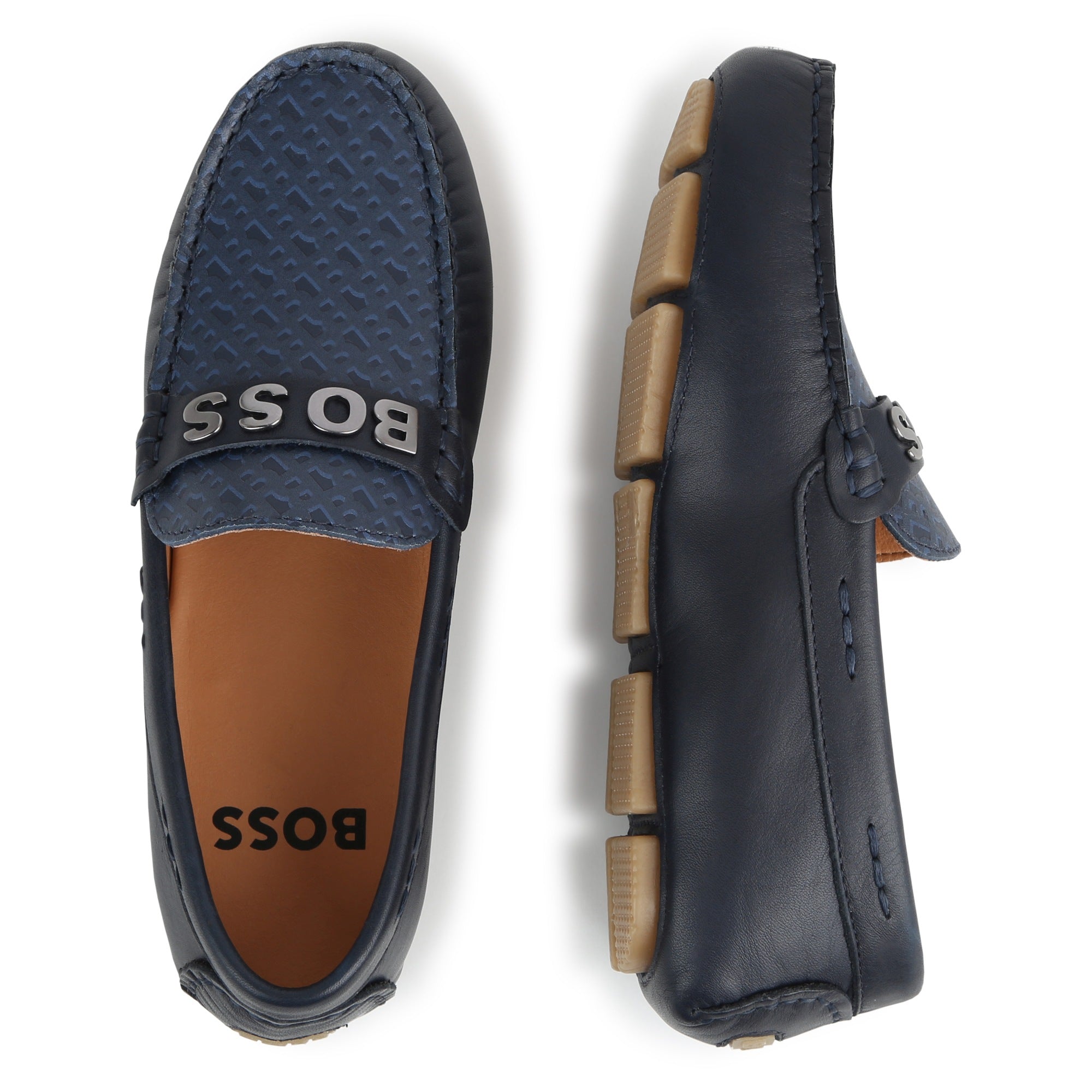 Leather Moccasins with Metallic Detail