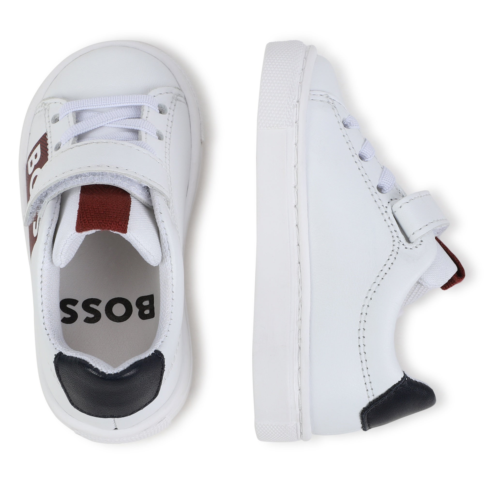 Cow Leather Trainers with Elastic Laces Hugo Boss