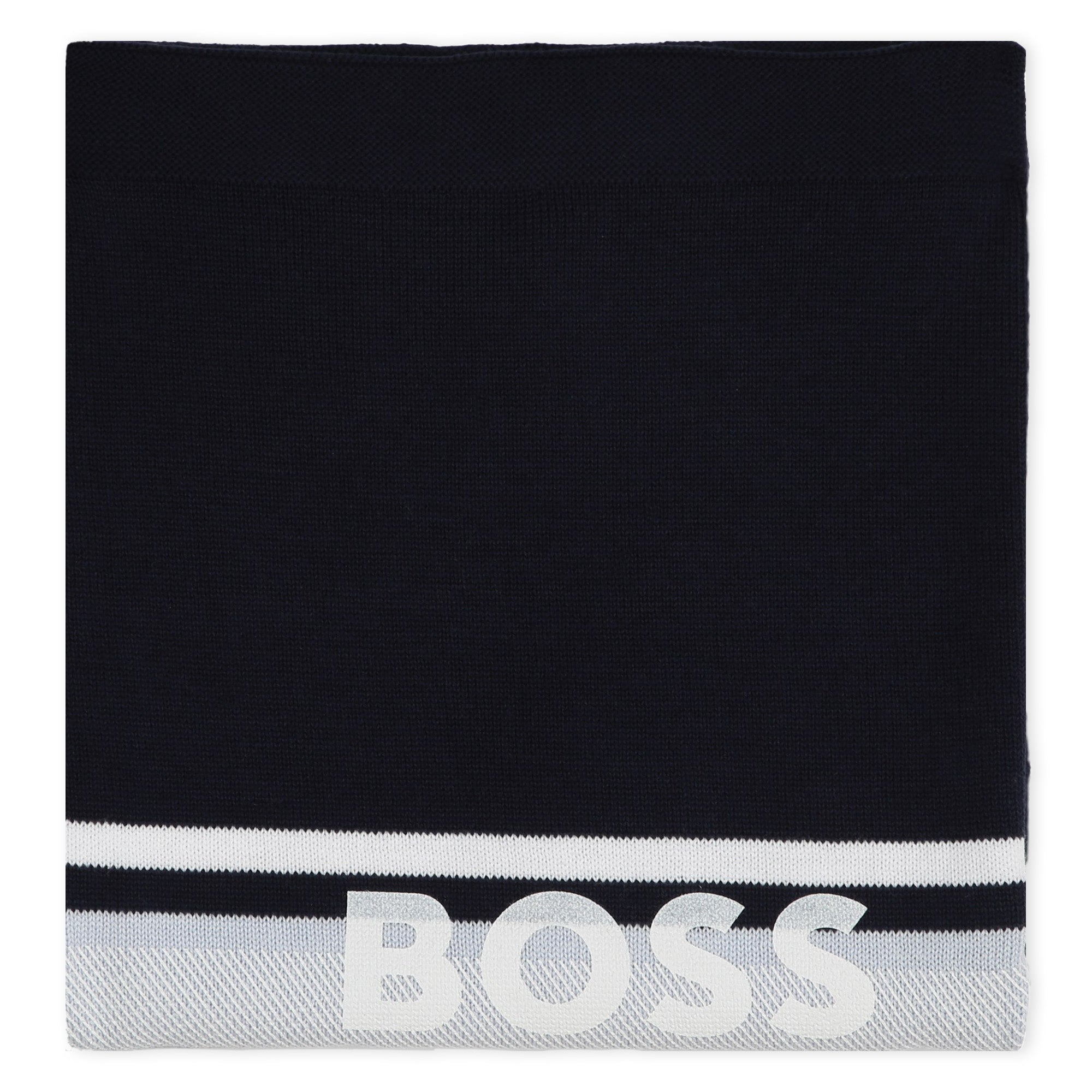 Cotton Knit Baby Blanket with Jacquard Print Hugo Boss