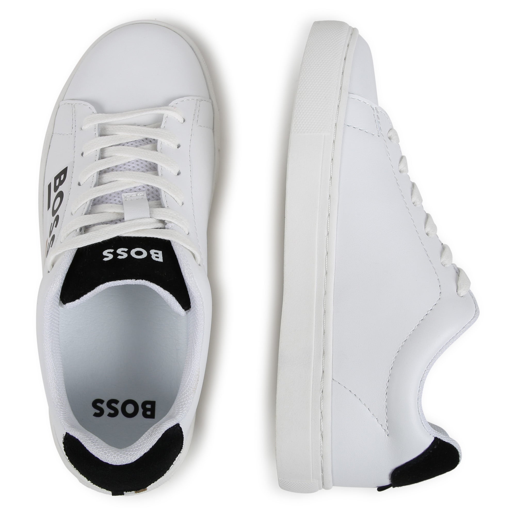 White Branded Print Trainers Hugo Boss