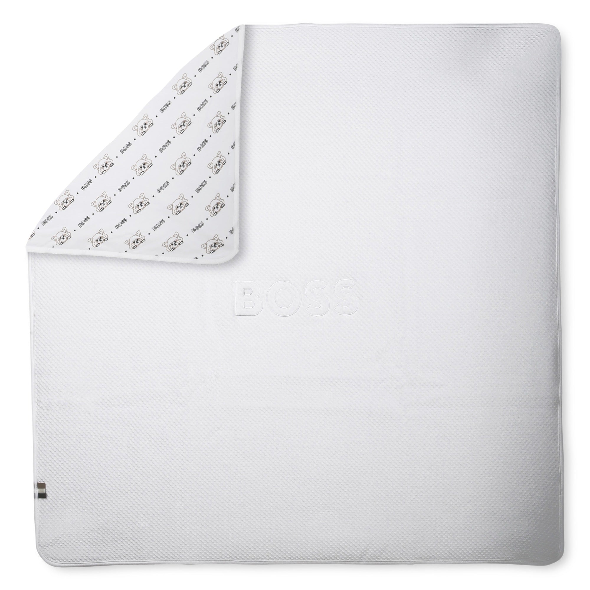 Organic Cotton Baby Blanket with Embroidered and Jacquard Details Hugo Boss