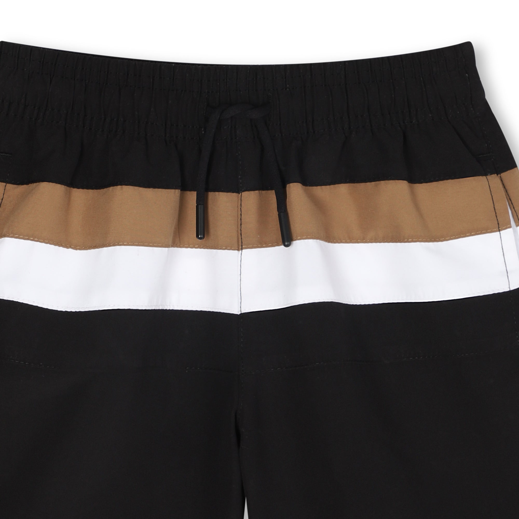 Striped Polyester Swim Shorts with Logo Print