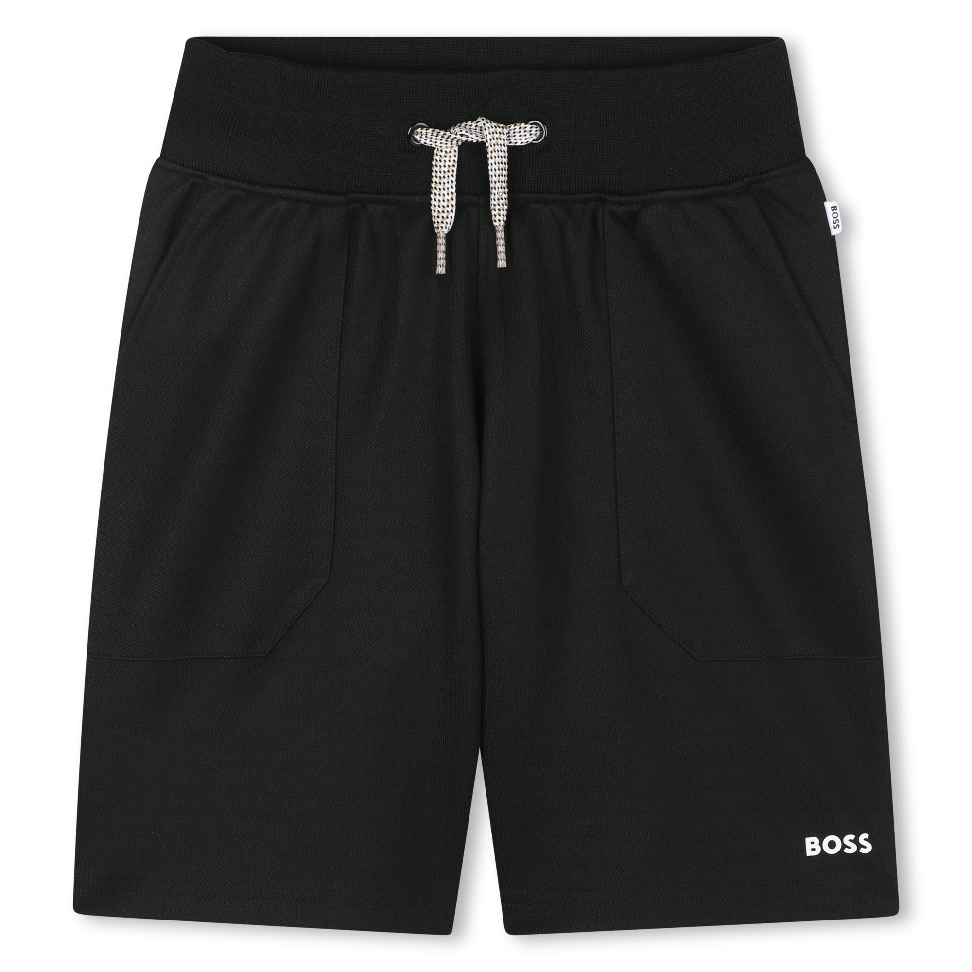 Cotton Piqué Jogging Shorts with Patch Pockets and Logo Details Hugo Boss
