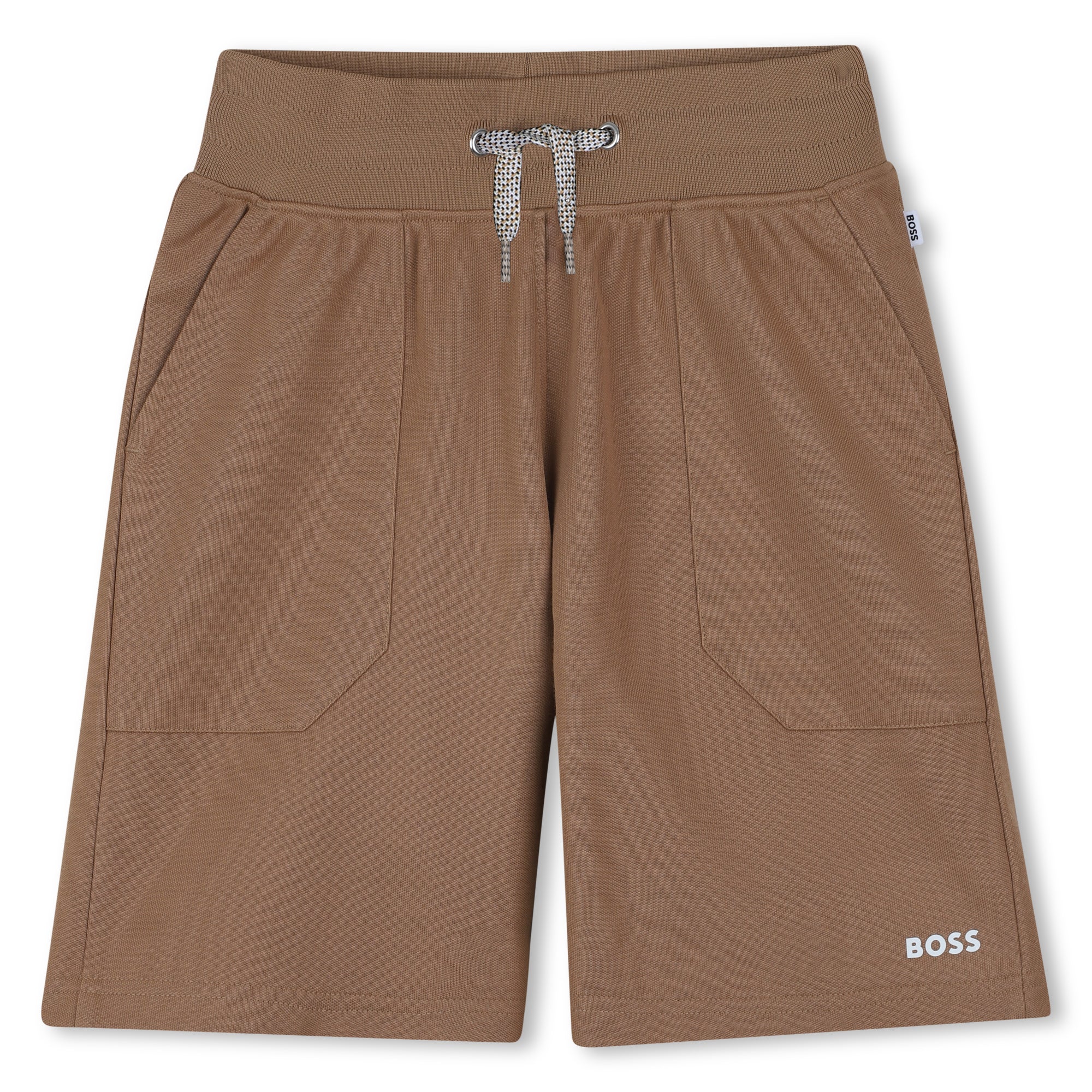 Cotton Piqué Jogging Shorts with Patch Pockets and Logo Details Hugo Boss