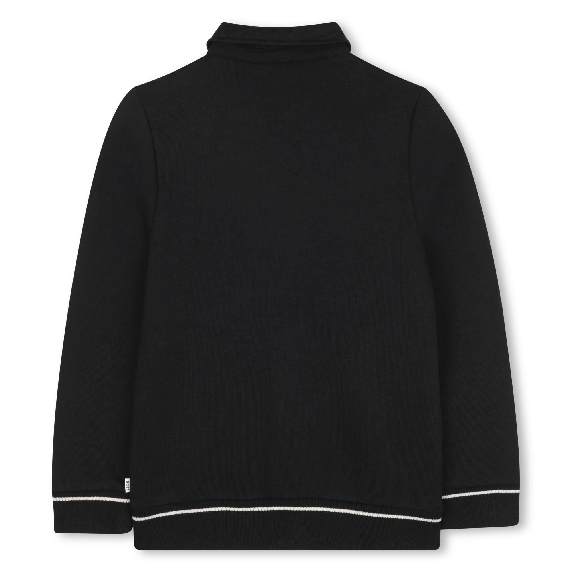 Black Varsity-Style Cotton Cardigan for Boys
