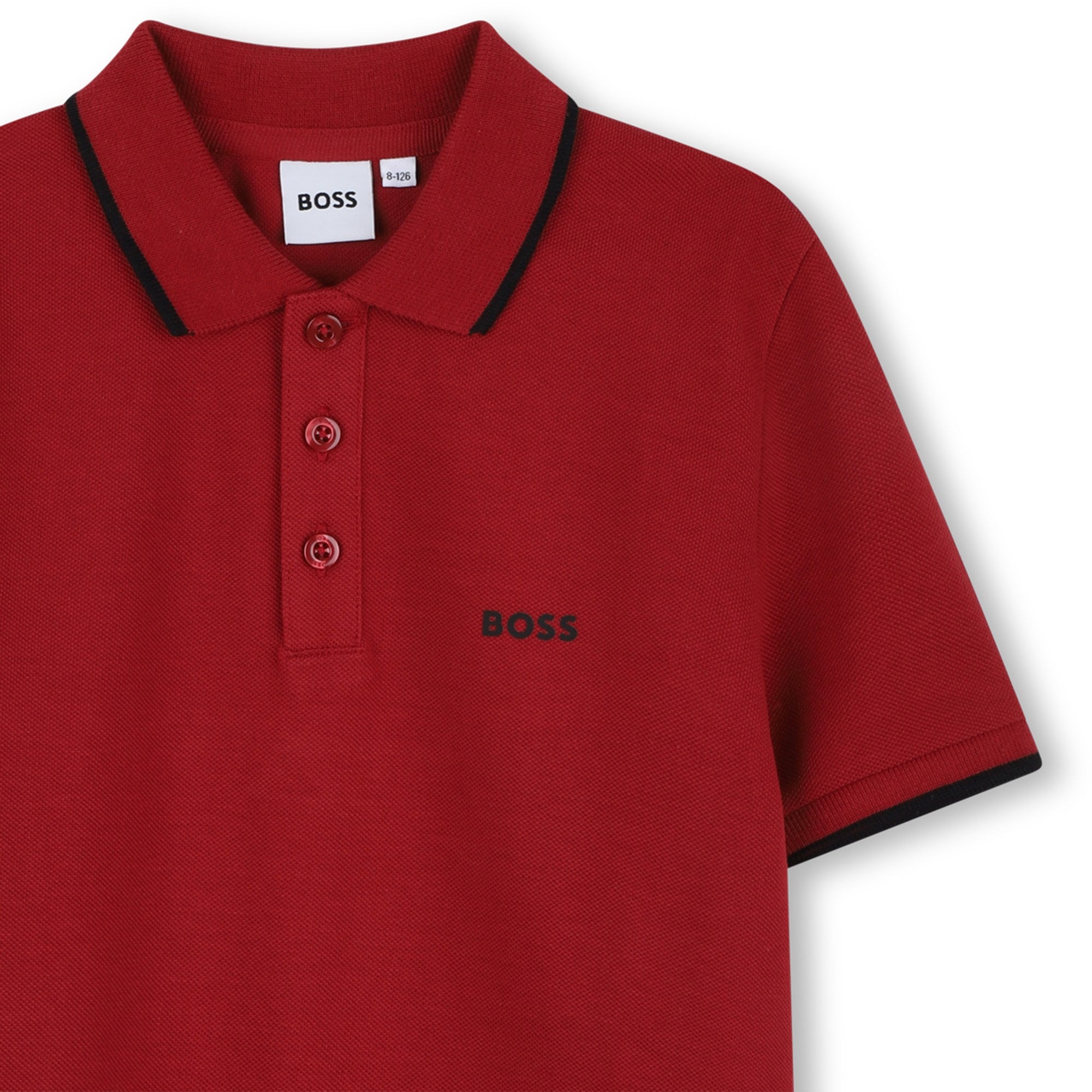 Classic Red Cotton Polo Shirt for Boys Hugo Boss