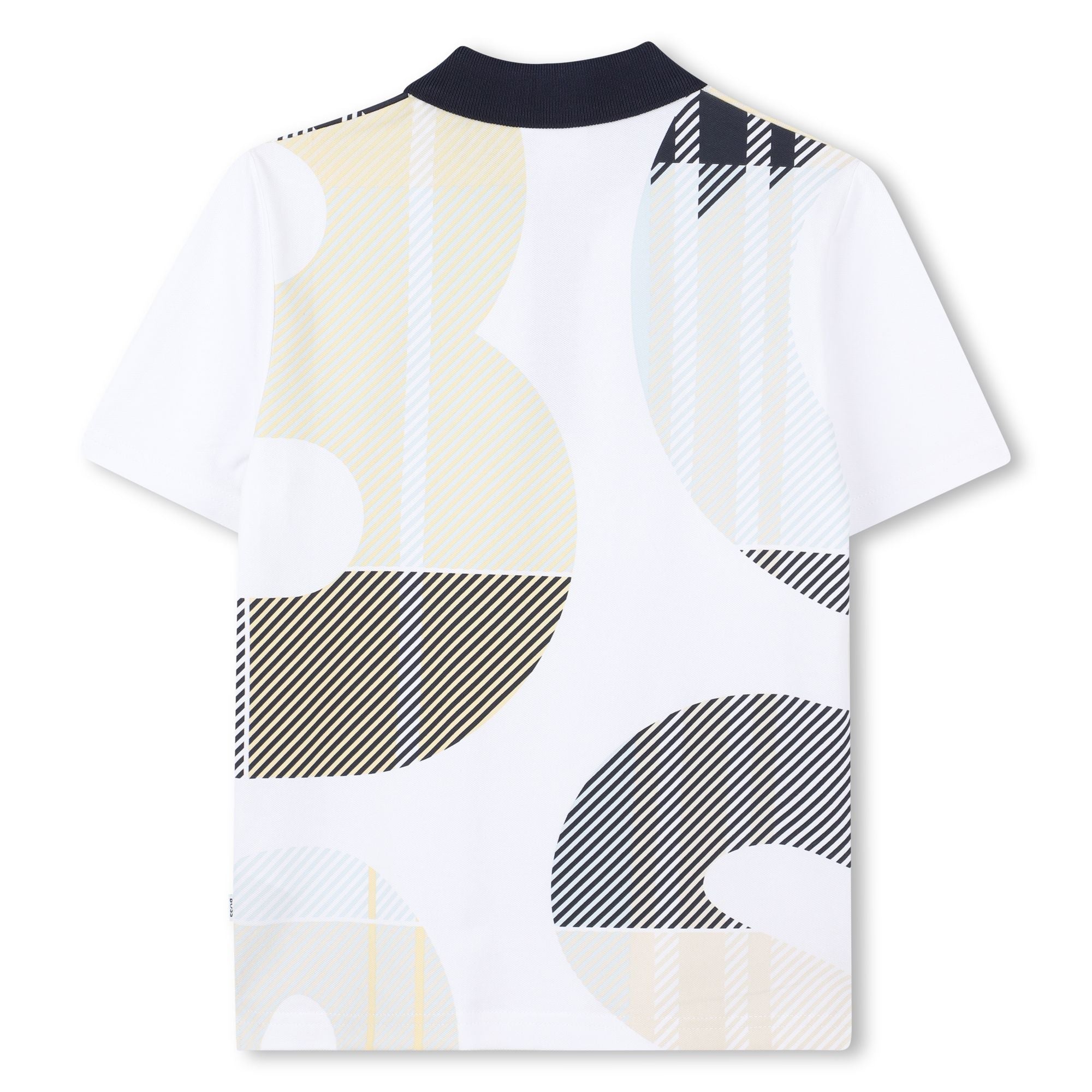 Cotton Piqué Short Sleeve Polo with All-Over Print and Logo