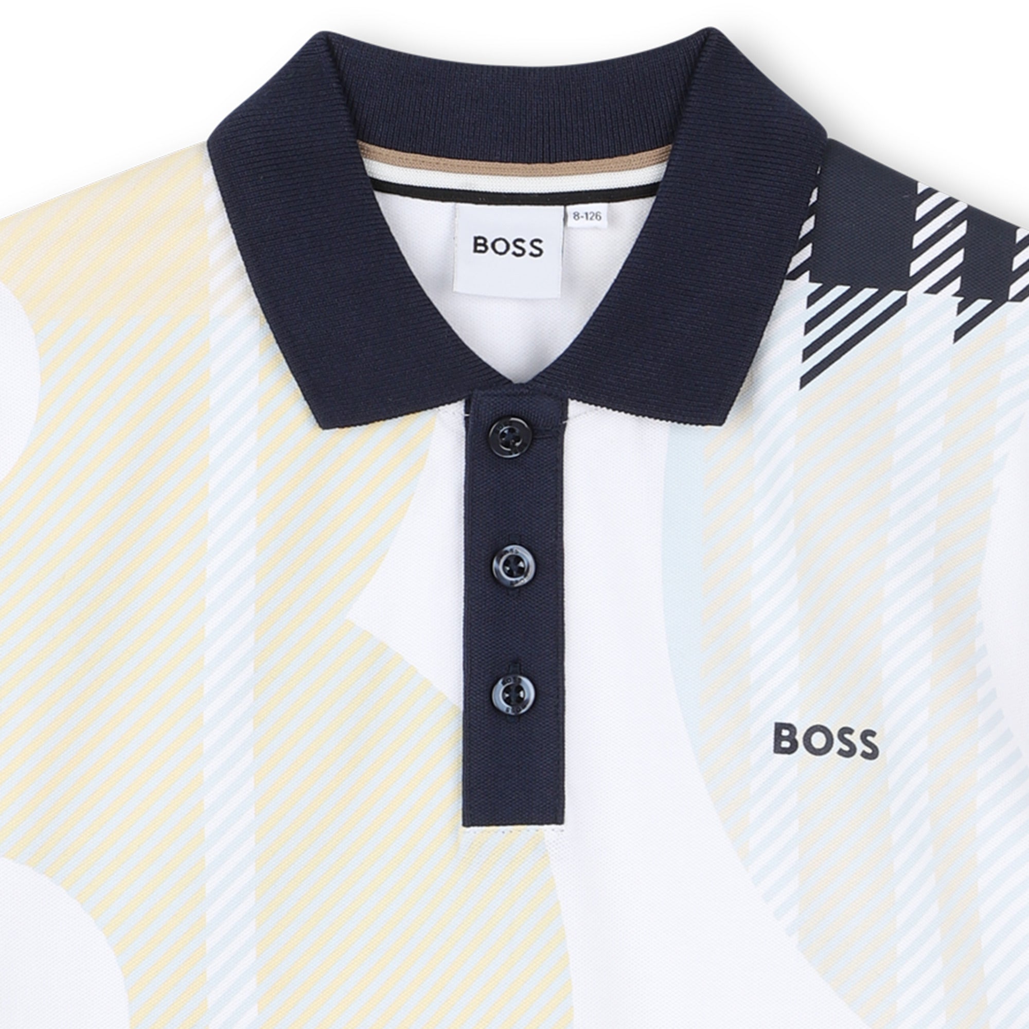 Cotton Piqué Short Sleeve Polo with All-Over Print and Logo