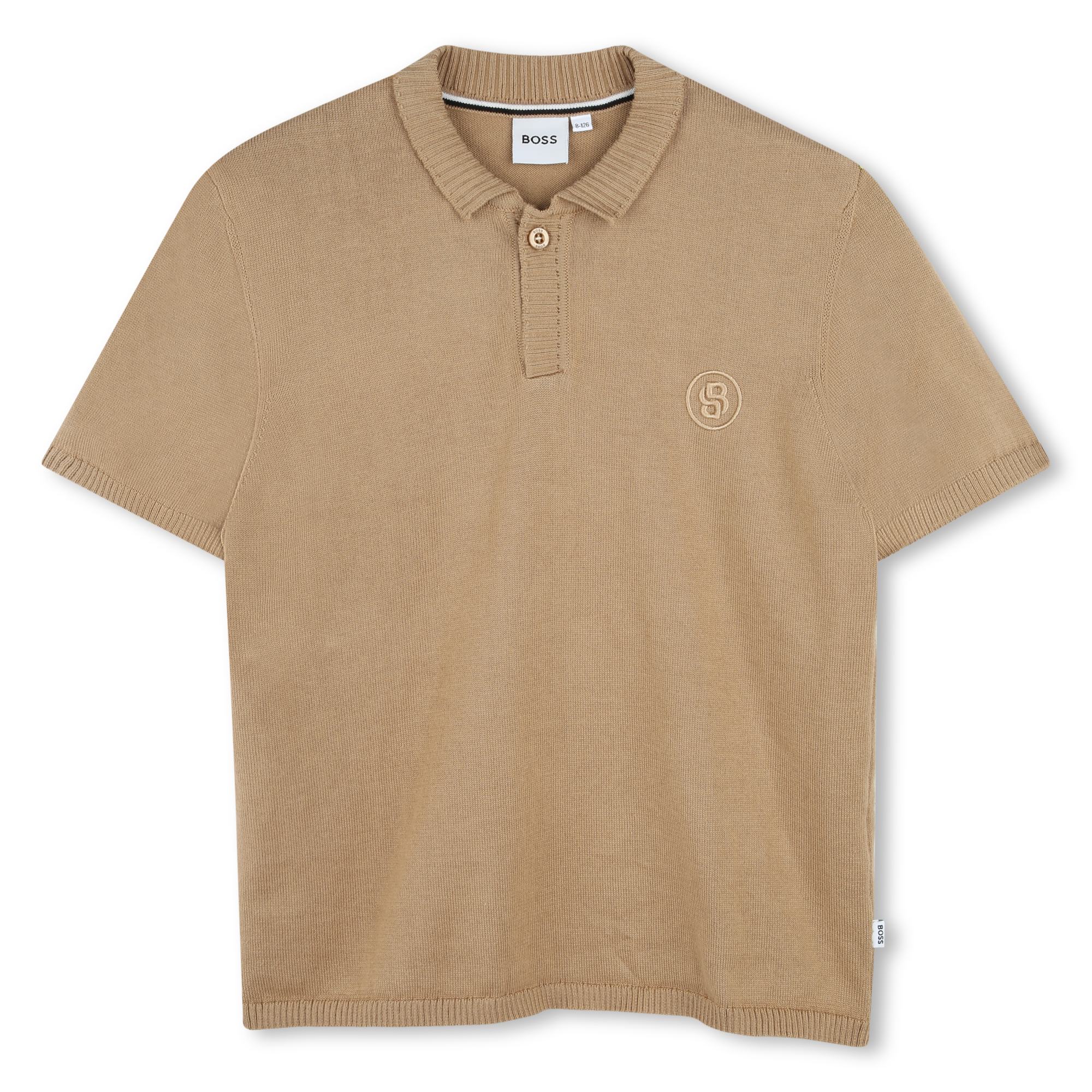Cotton Knit Short Sleeve Polo with Embroidered Logo Hugo Boss