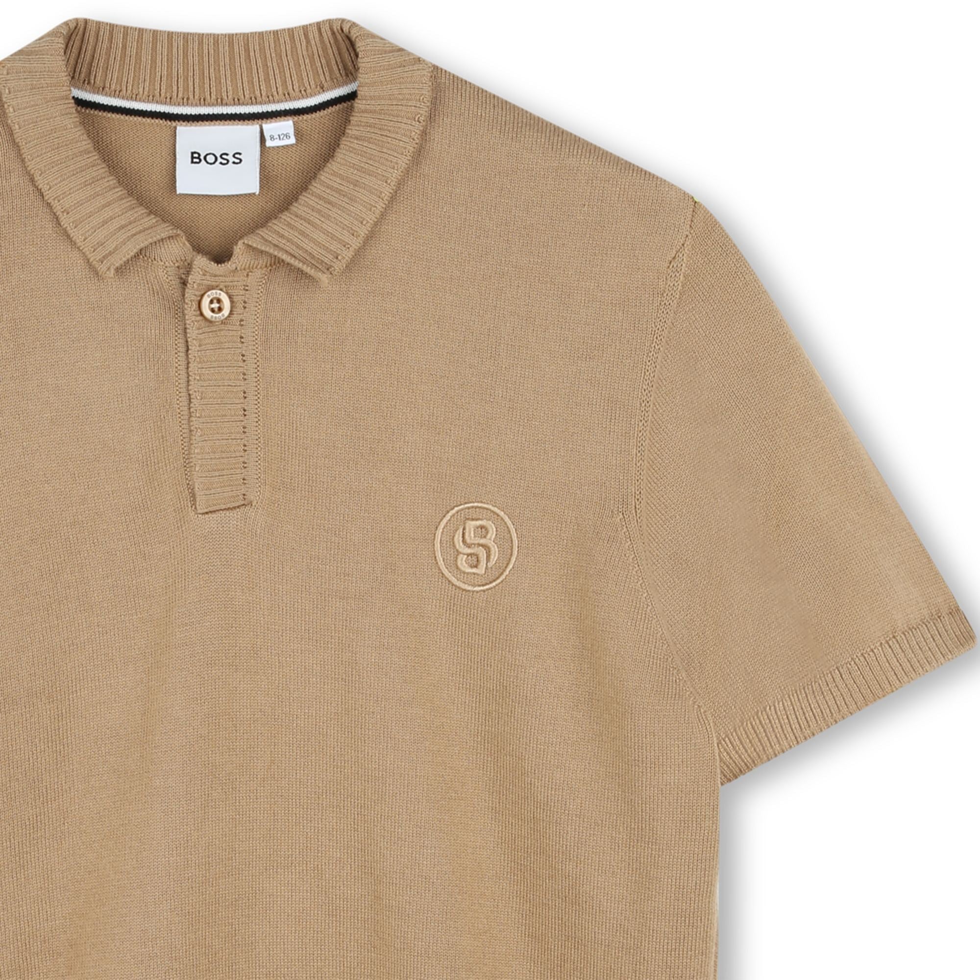 Cotton Knit Short Sleeve Polo with Embroidered Logo Hugo Boss