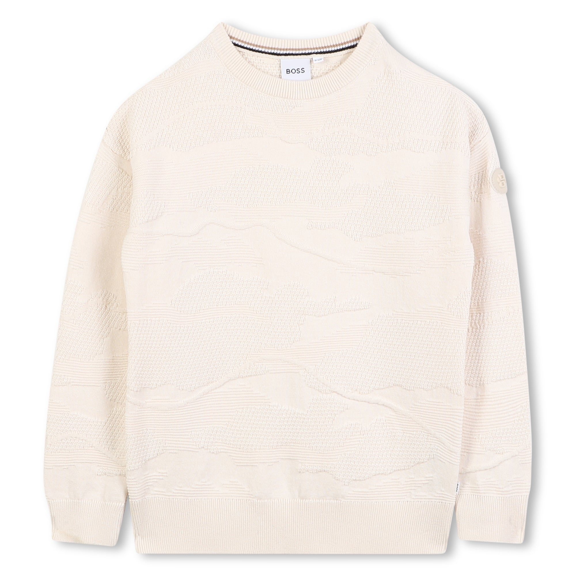 Cotton Knit Sweater with Dot Pattern and Logo Badge Hugo Boss