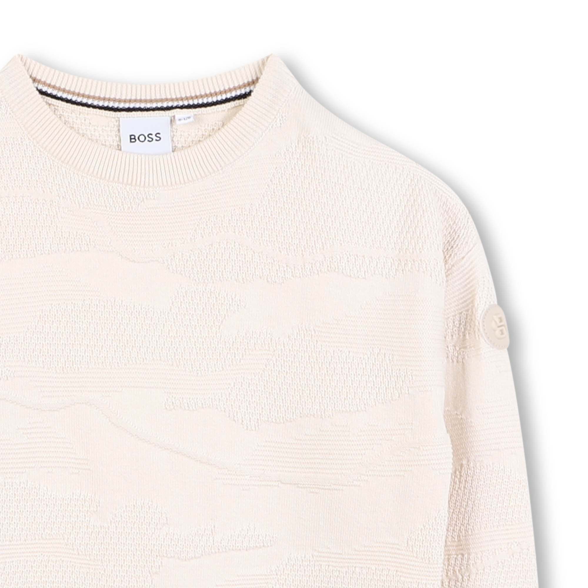 Cotton Knit Sweater with Dot Pattern and Logo Badge Hugo Boss