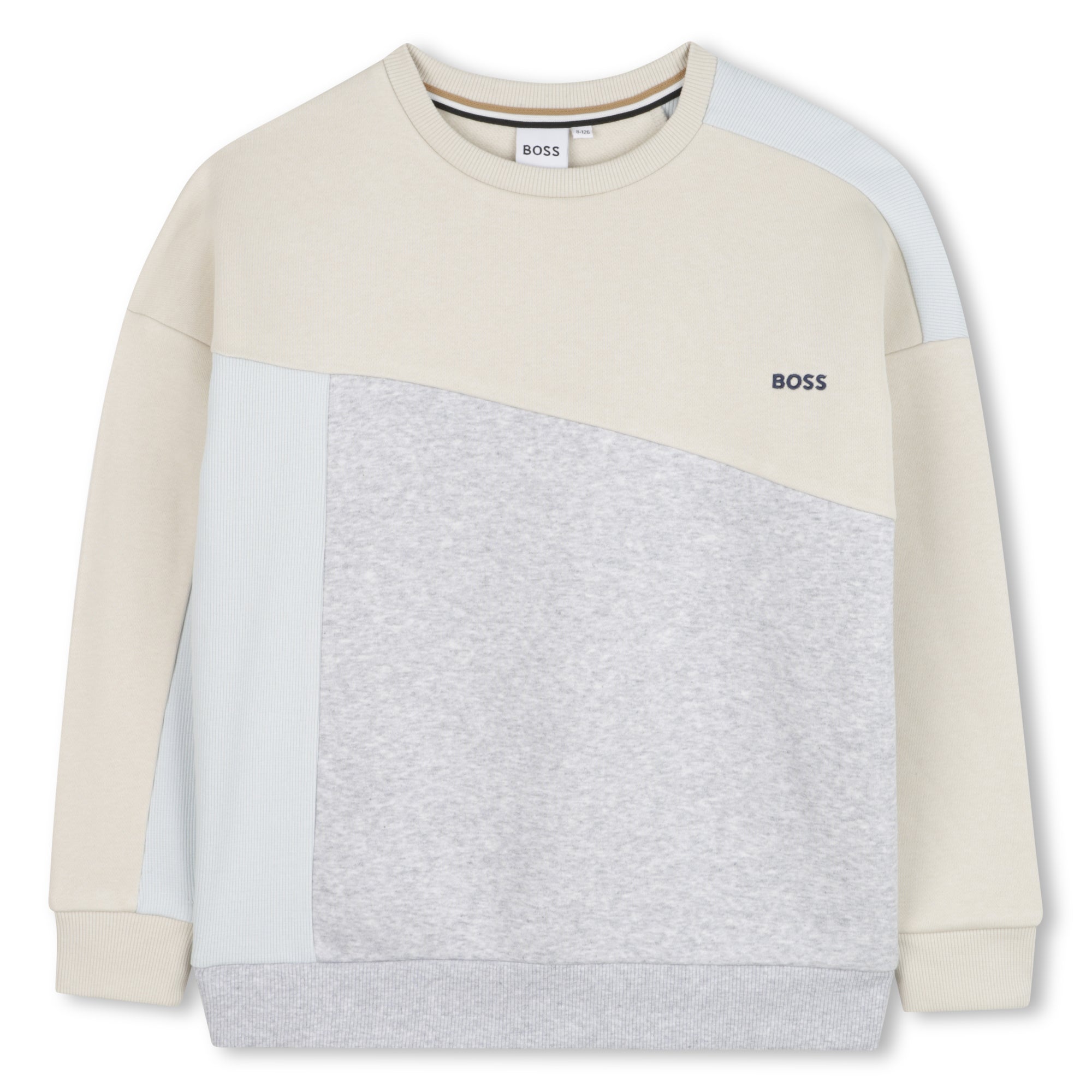 Loose-Fit Brushed Fleece Sweatshirt with Ribbed Yoke and Embroidered Logo